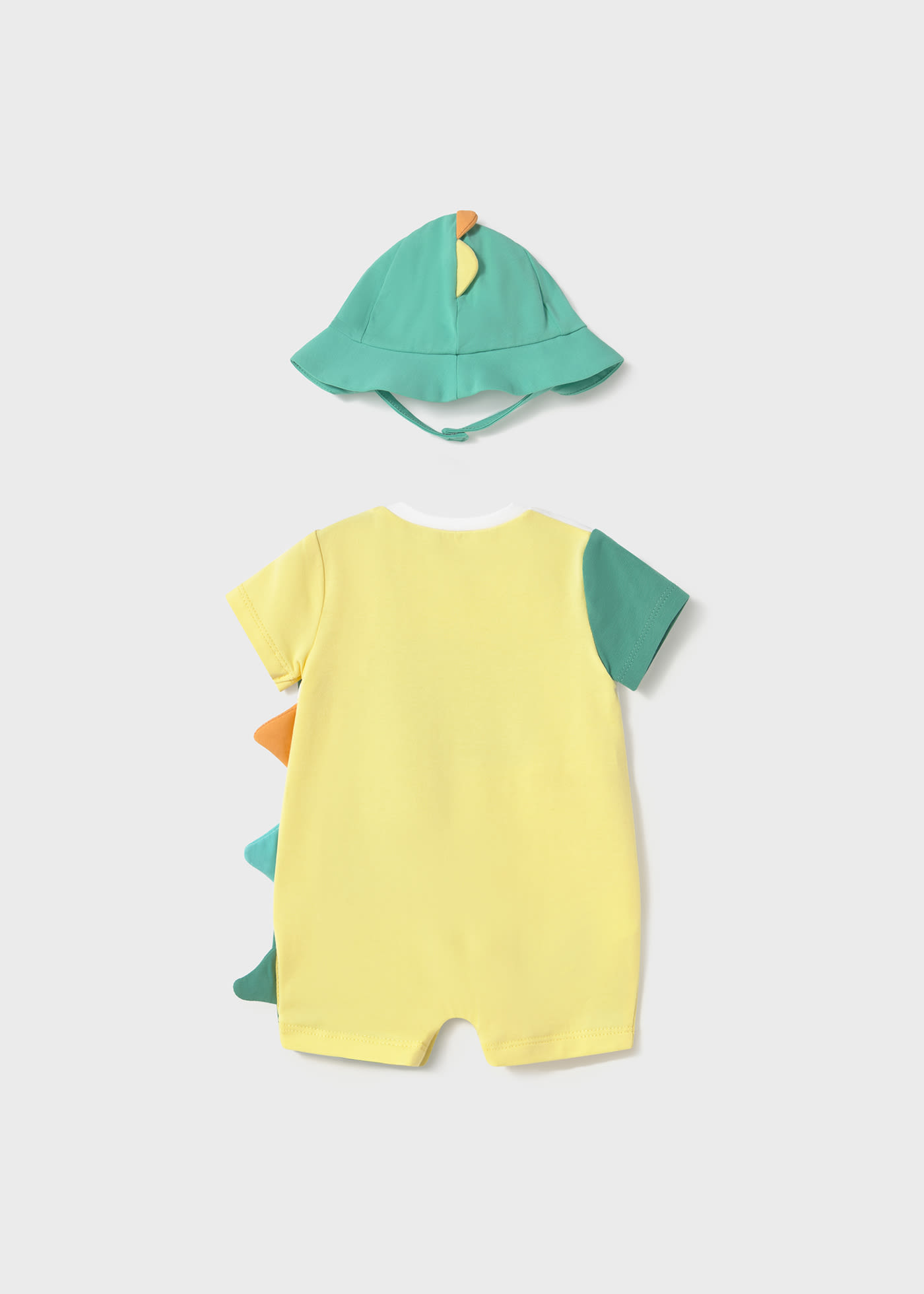 Newborn boy dinosaur romper with bonnet