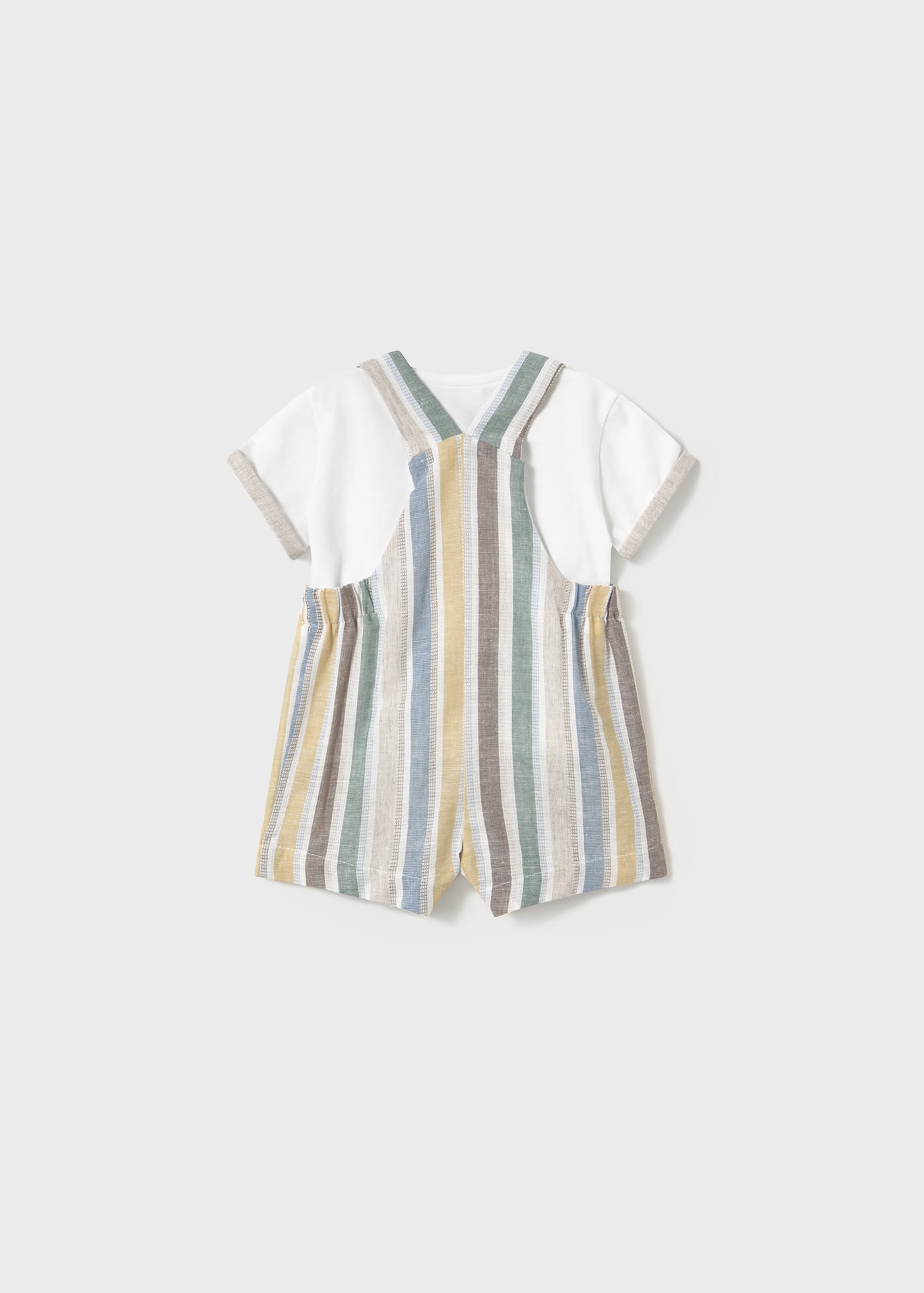 Conjunto peto y camiseta con lino recién nacido
