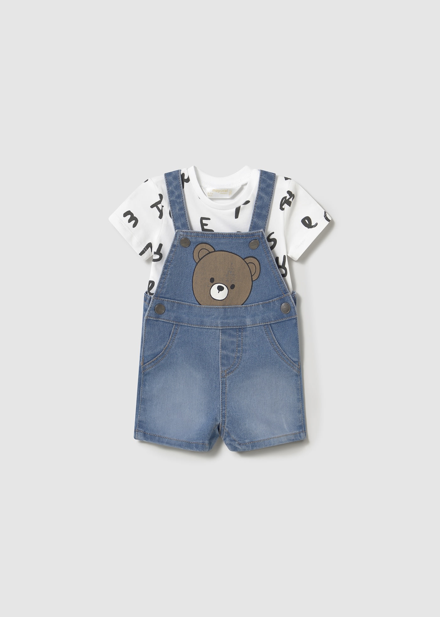 Newborn boy dungarees and t-shirt set