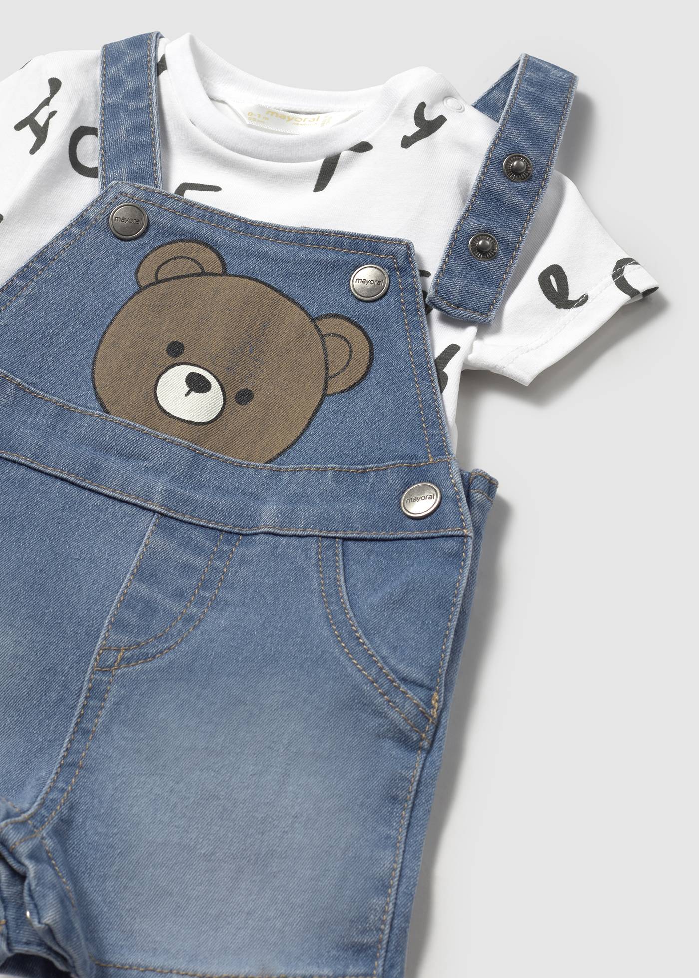 Newborn boy dungarees and t-shirt set