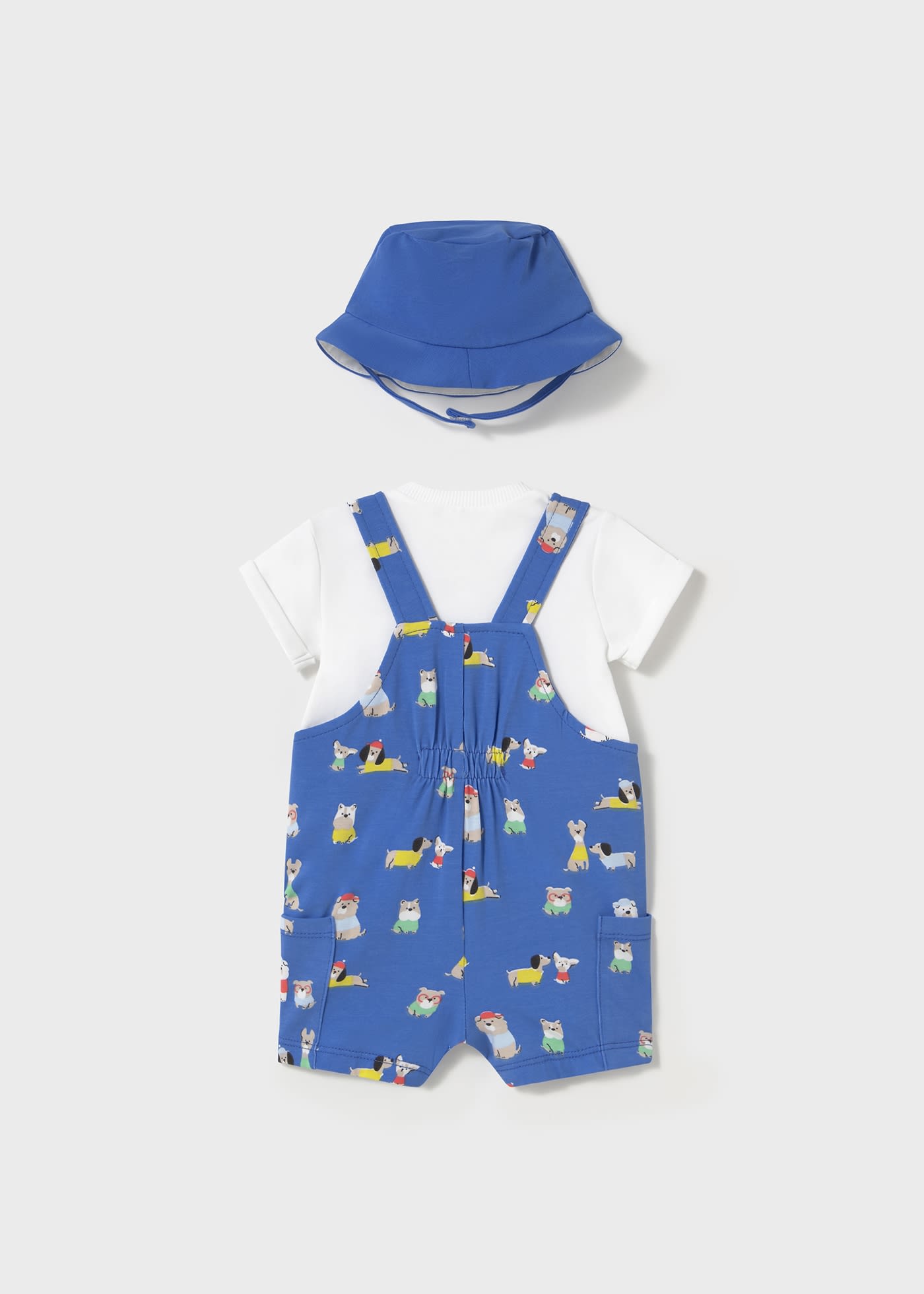 Completo 3 pezzi salopette stampato neonato