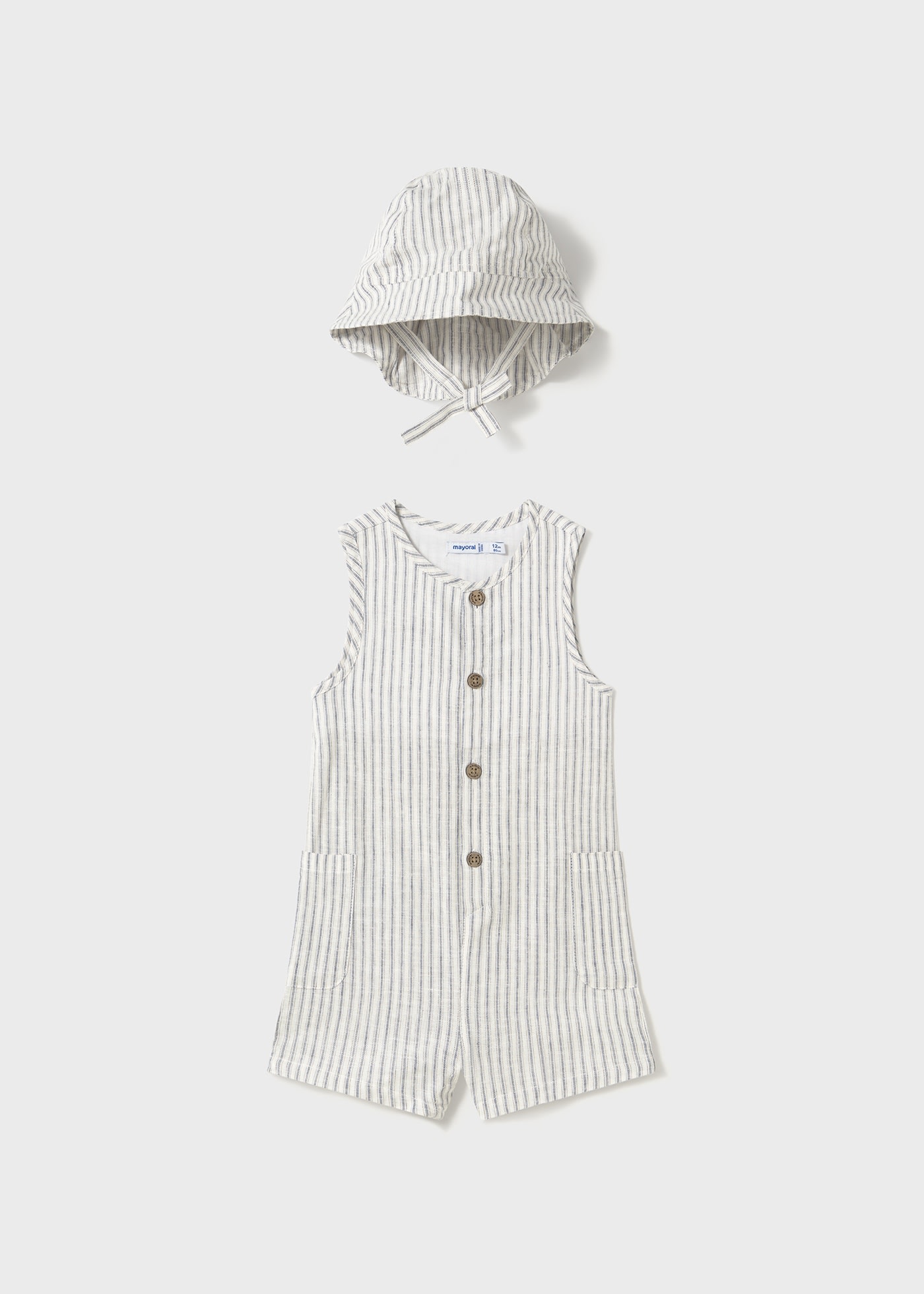 Baby short dungarees with bonnet