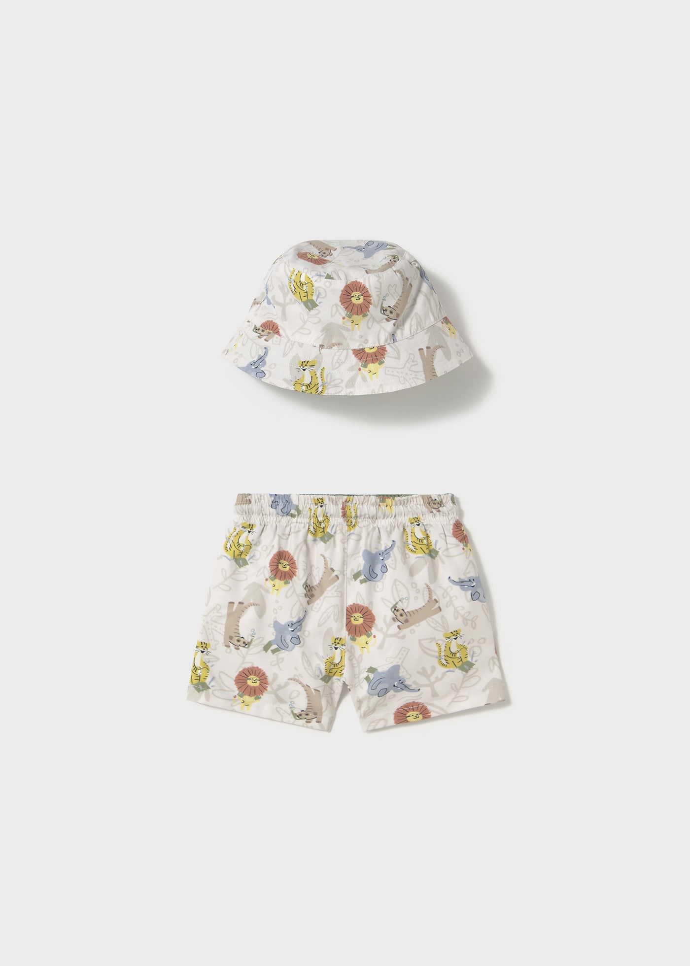 Baby reversible swimming shorts and sun hat with sun protection