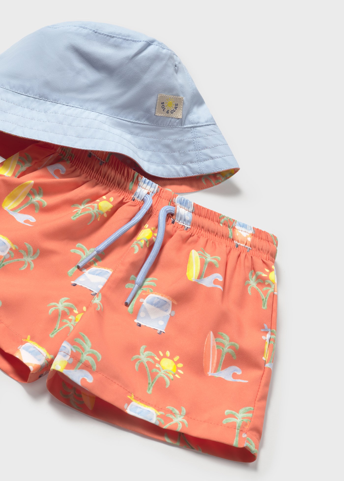 Set maillot de bain et chapeau réversible protection solaire bébé