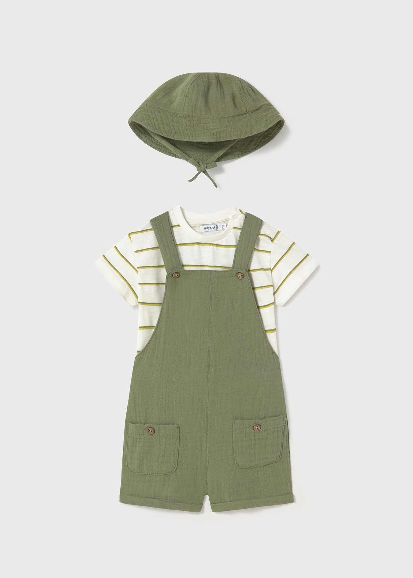 Conjunto 3 peças com chapéu bebé