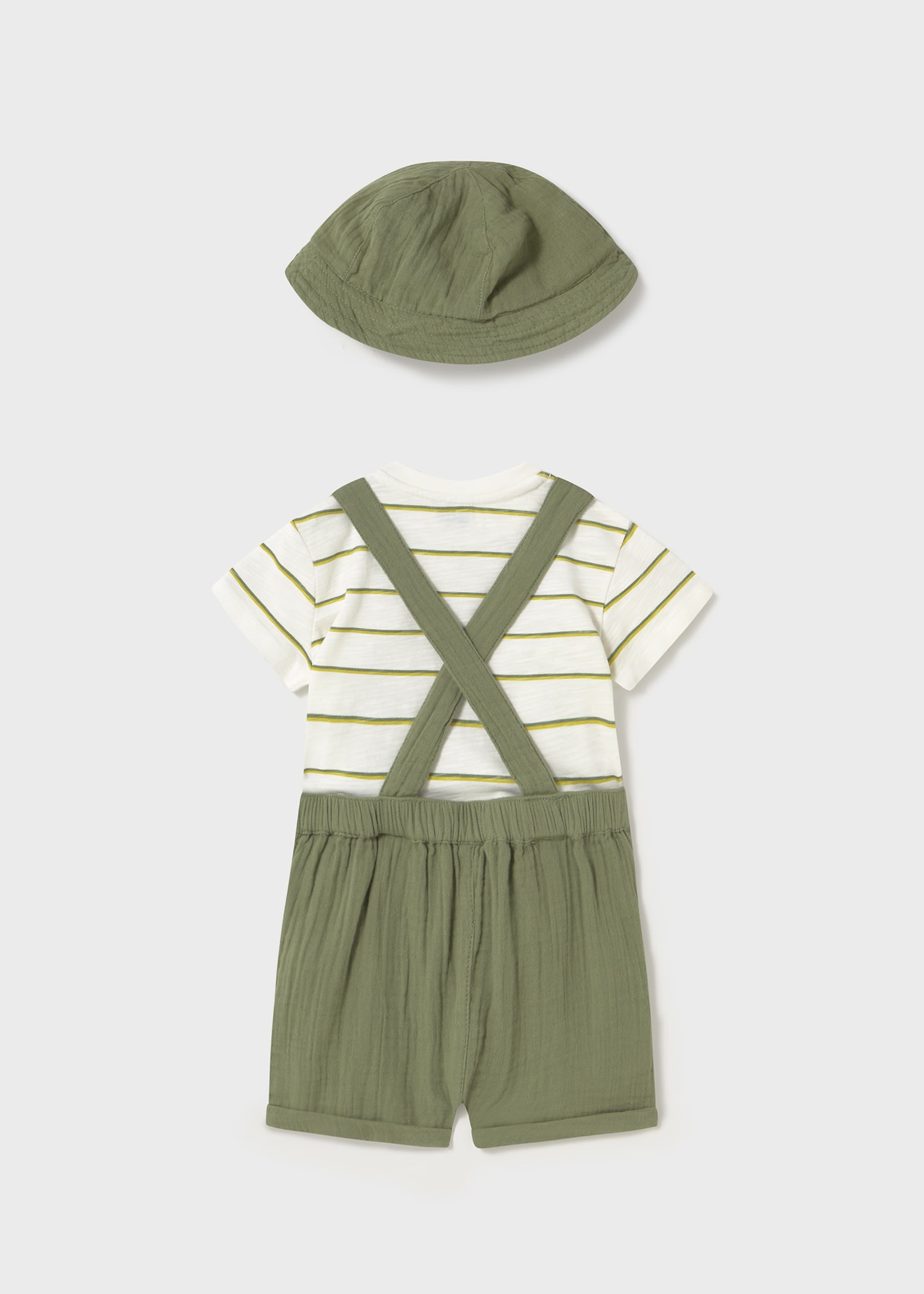 Conjunto 3 peças com chapéu bebé