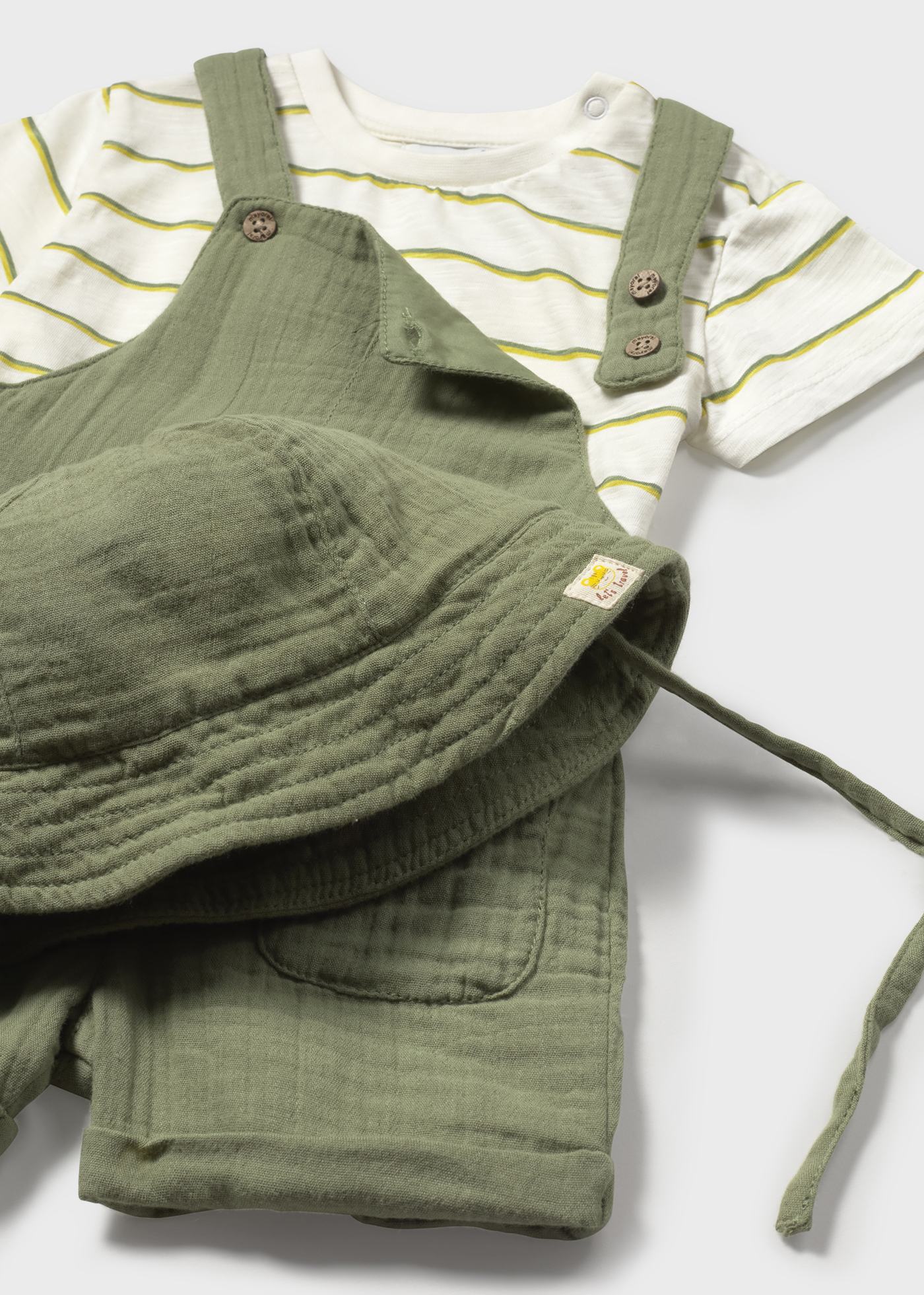 Conjunto 3 peças com chapéu bebé