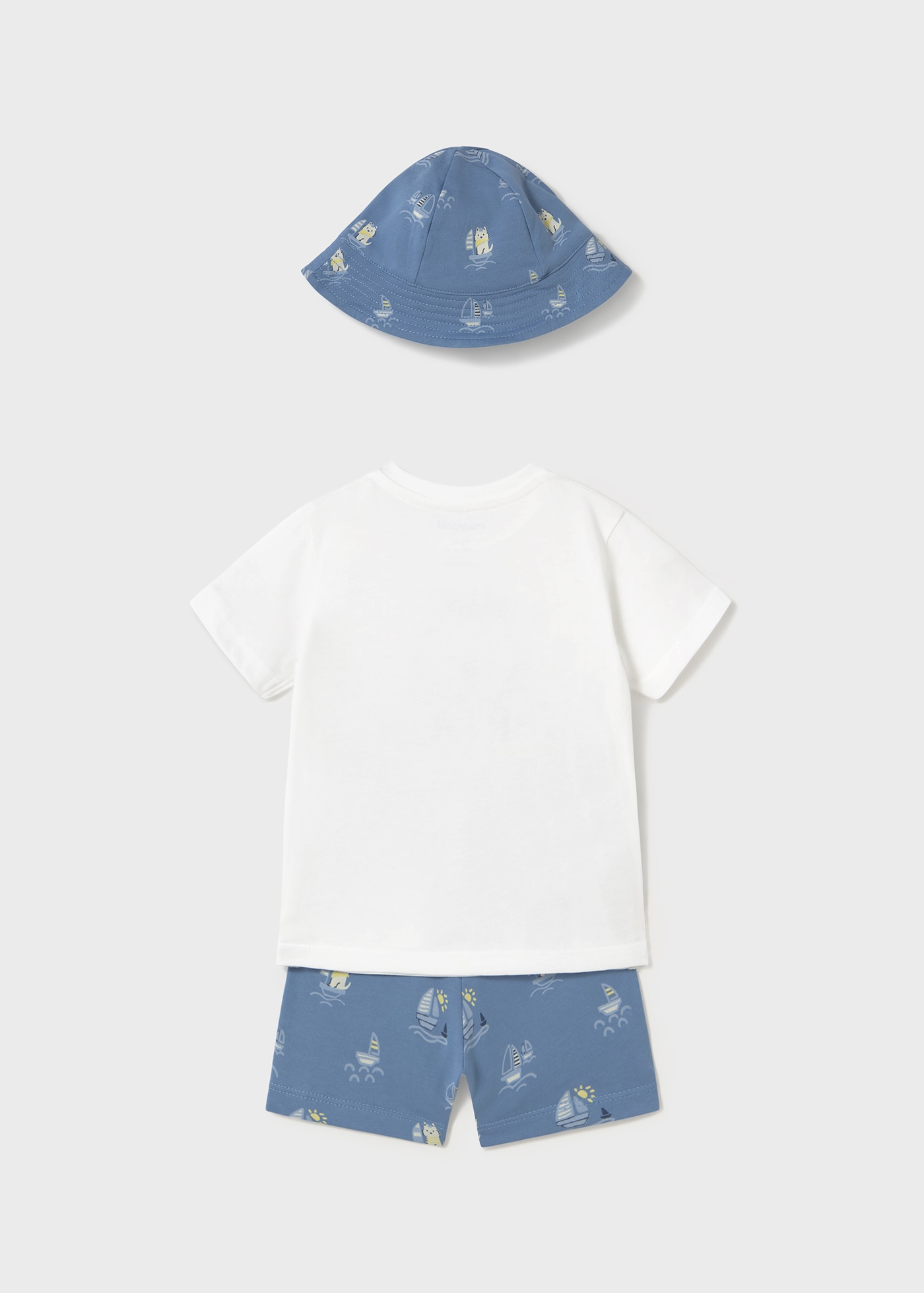 Conjunto 3 peças com chapéu estampado bebé