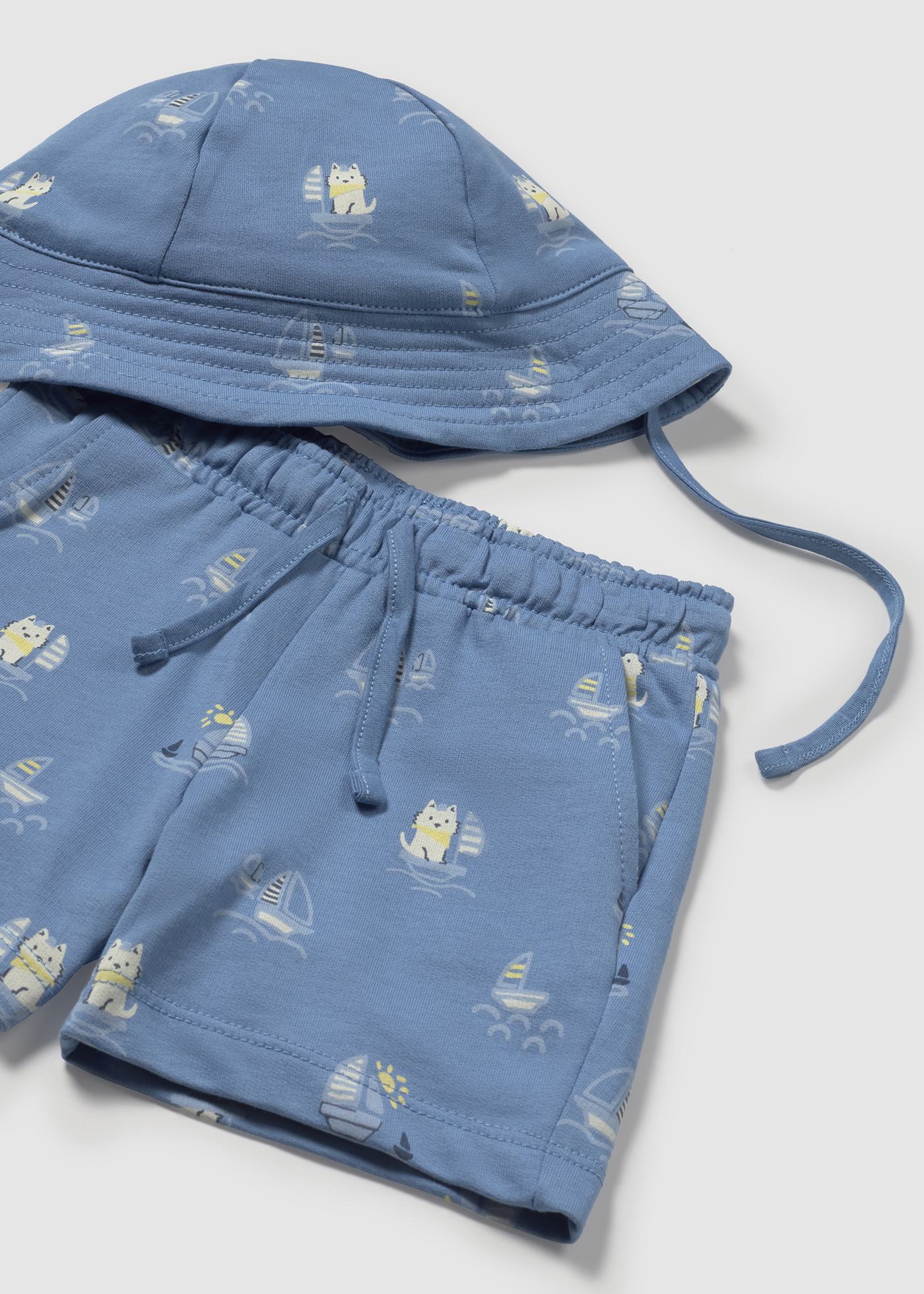 Conjunto 3 peças com chapéu estampado bebé