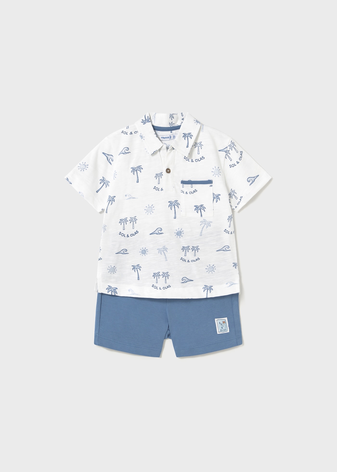 Set bermude si polo cu imprimeu bebe