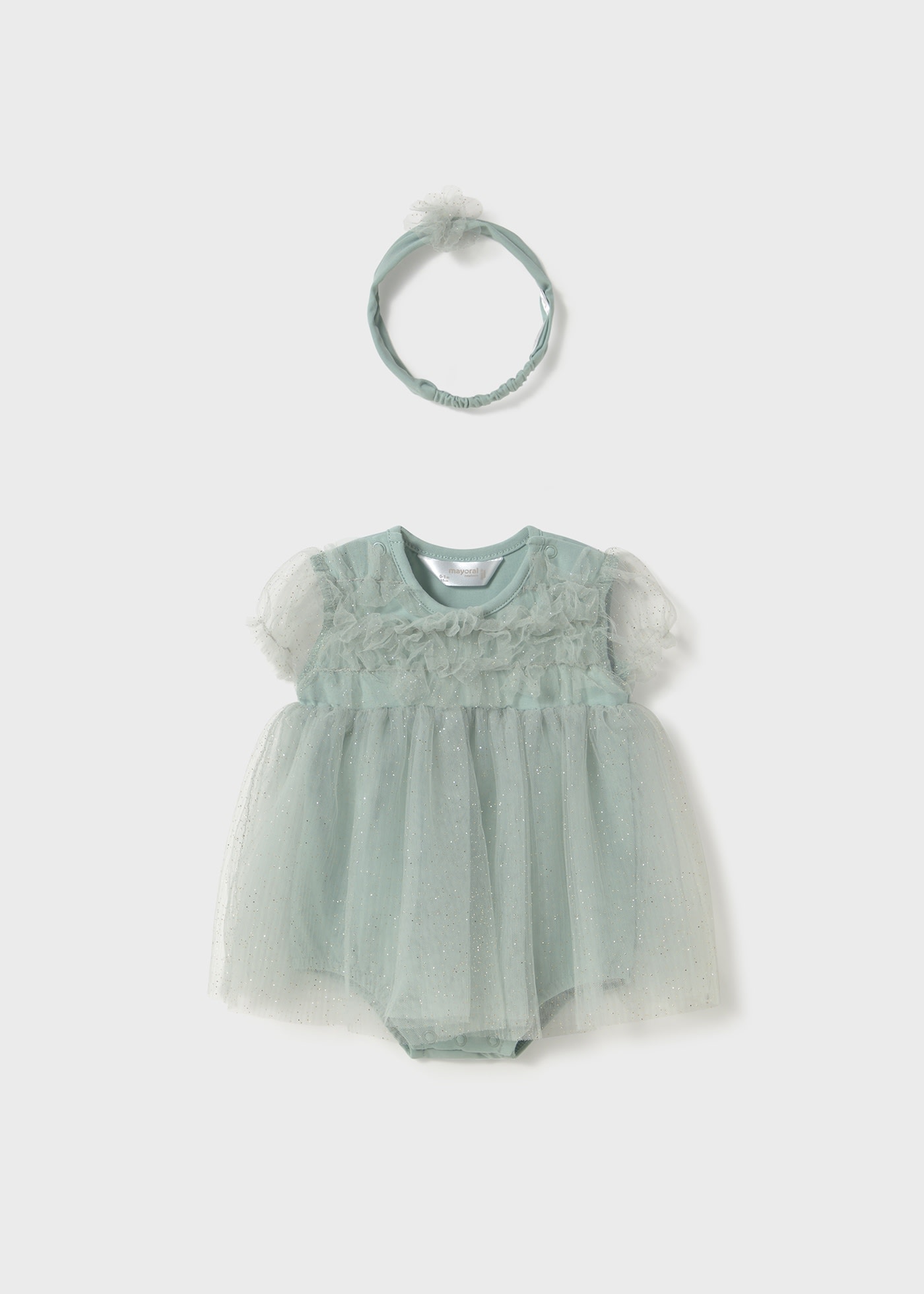 Newborn girl tulle romper with headband