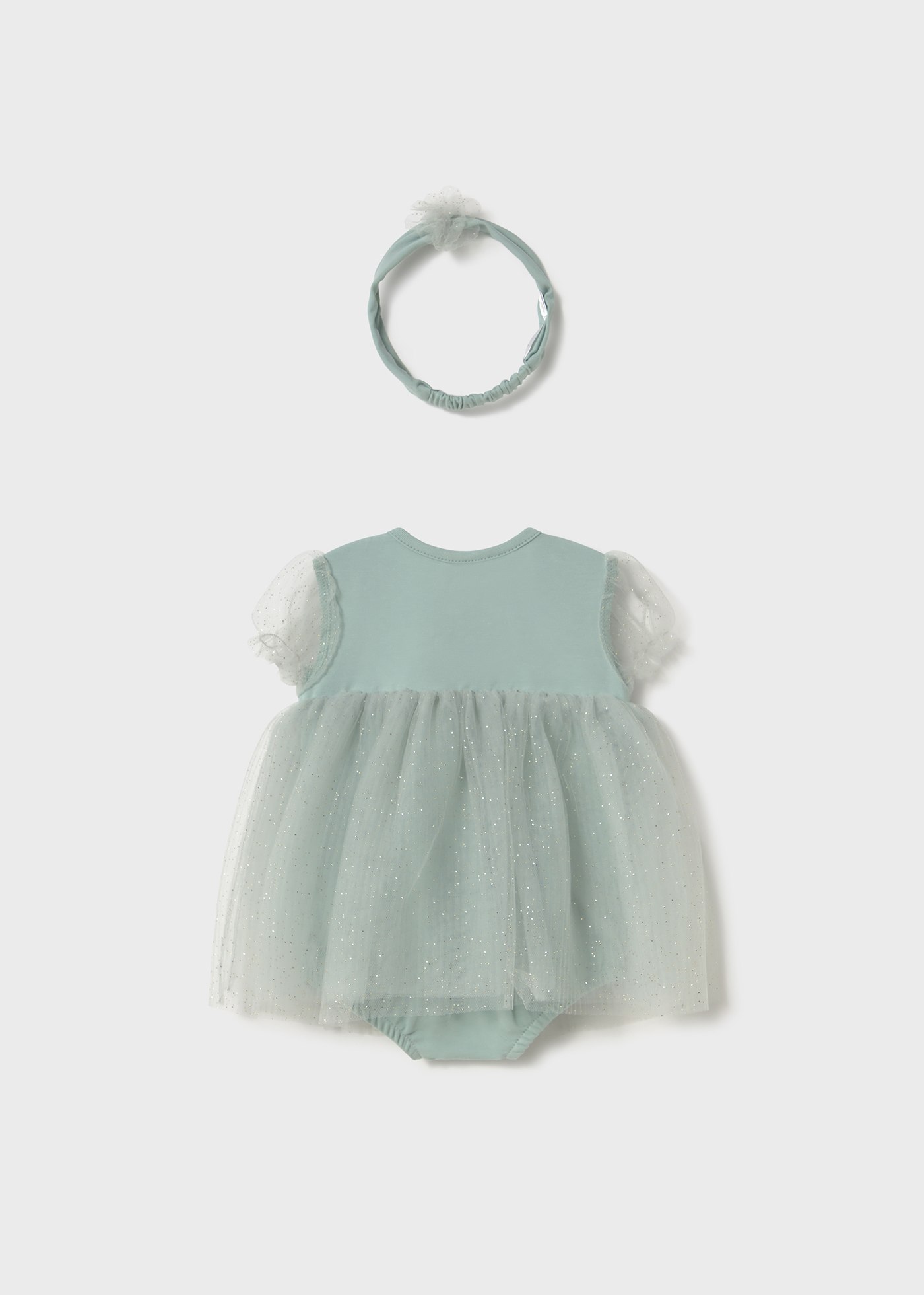 Newborn girl tulle romper with headband