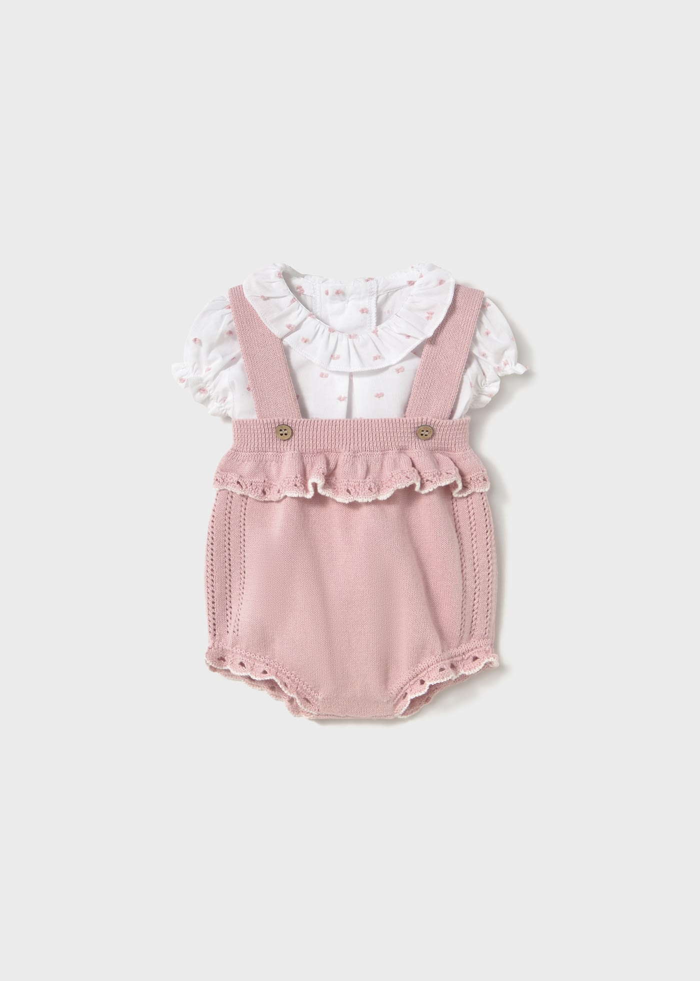 Newborn girl tricot romper with blouse