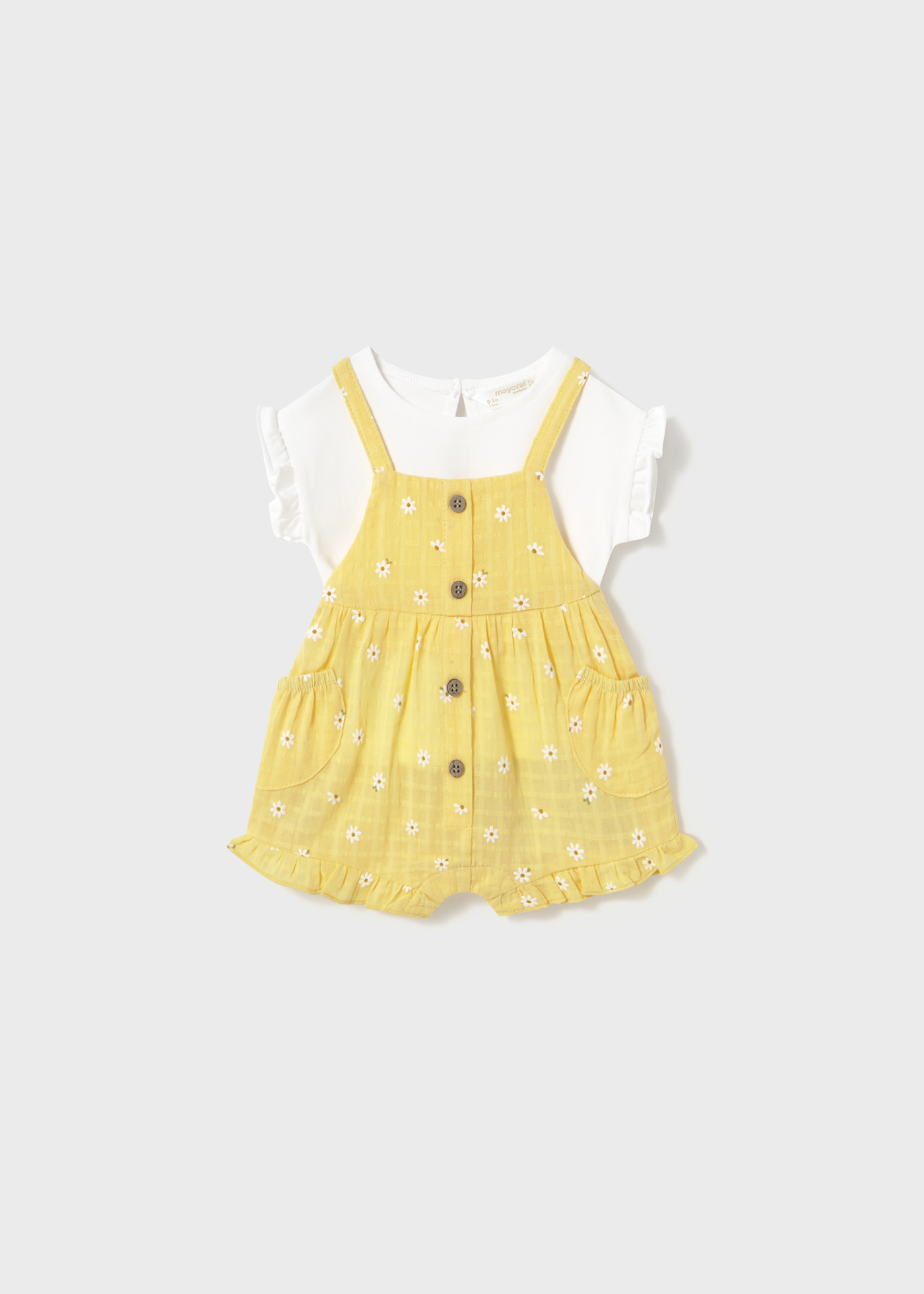 Newborn girl dungarees and top set