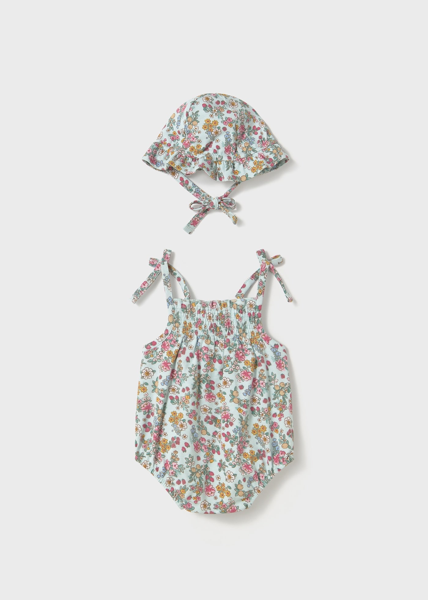 Newborn Floral Dungaree with Hat