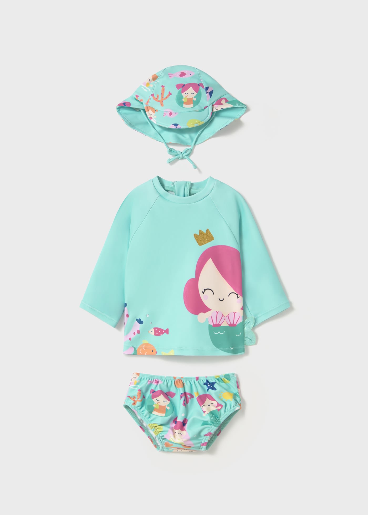 Set 3 piese de baie cu protectie solara nou-nascut