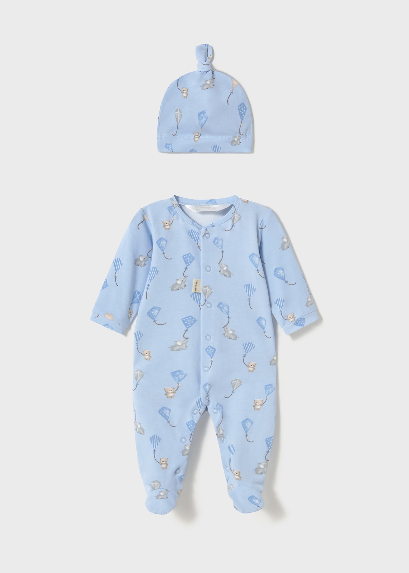 Pijama lunga cu palarie nou-nascut