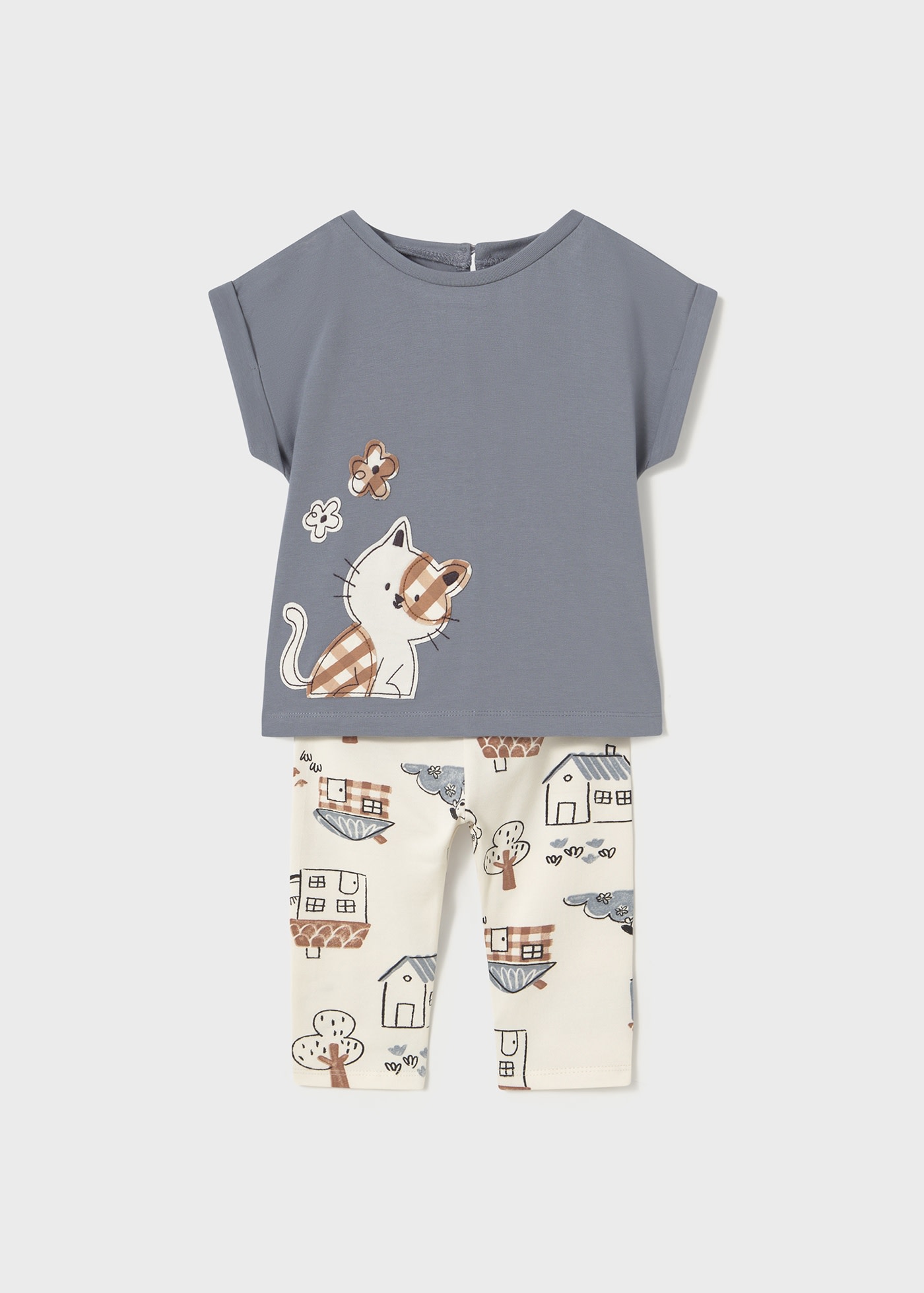 Set colanti cu imprimeu si tricou bebe
