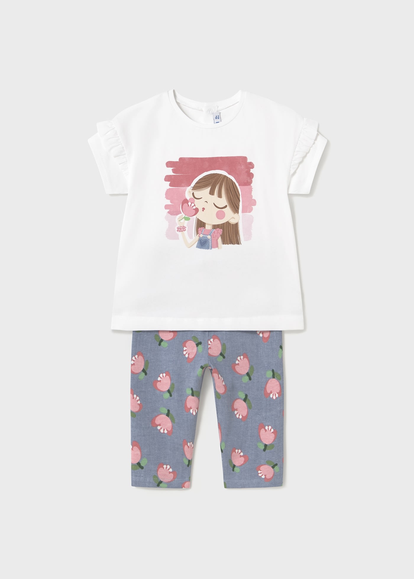 Conjunto leggings estampado e t-shirt bebé