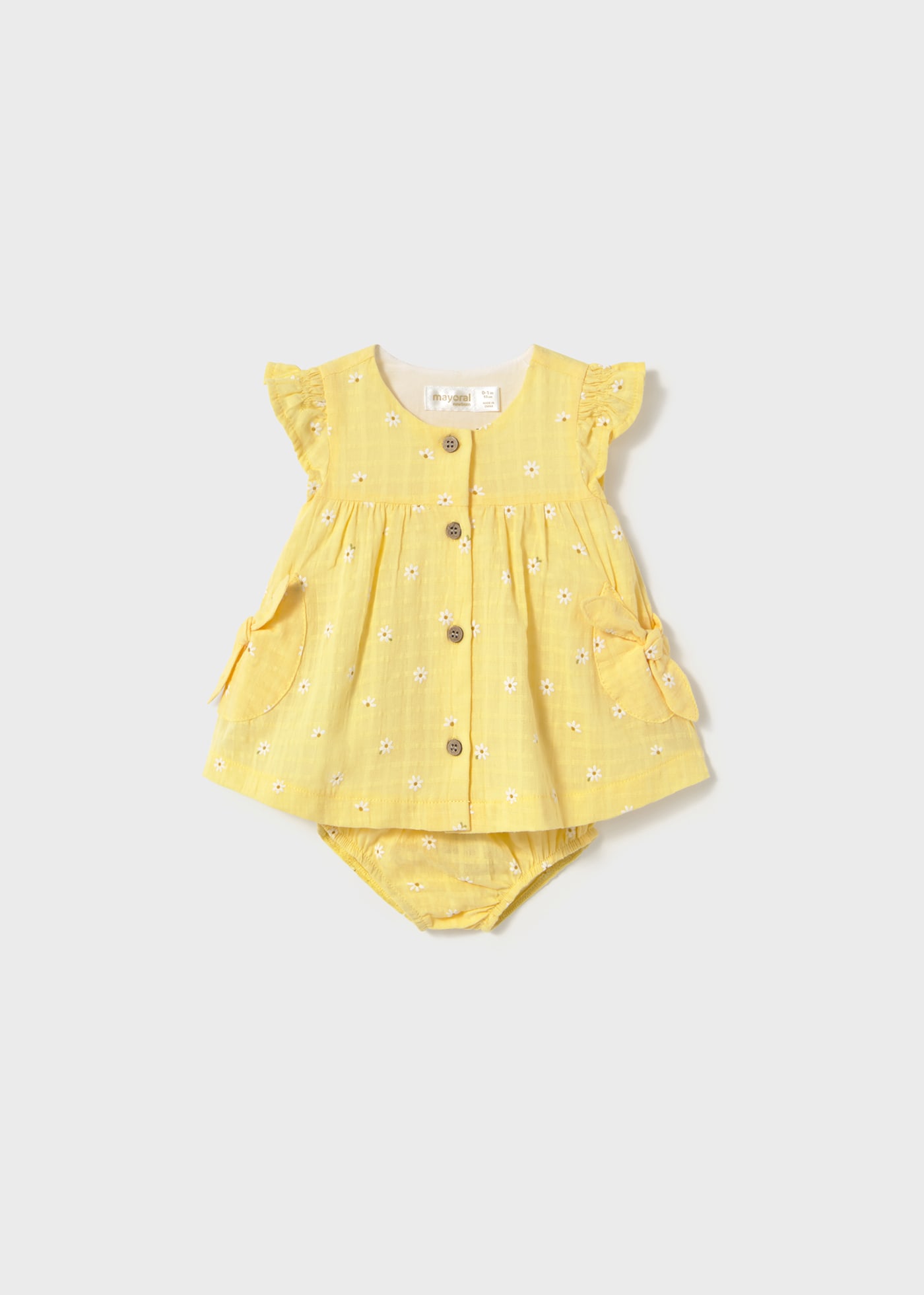 Vestito con copri pannolino bottoni neonata
