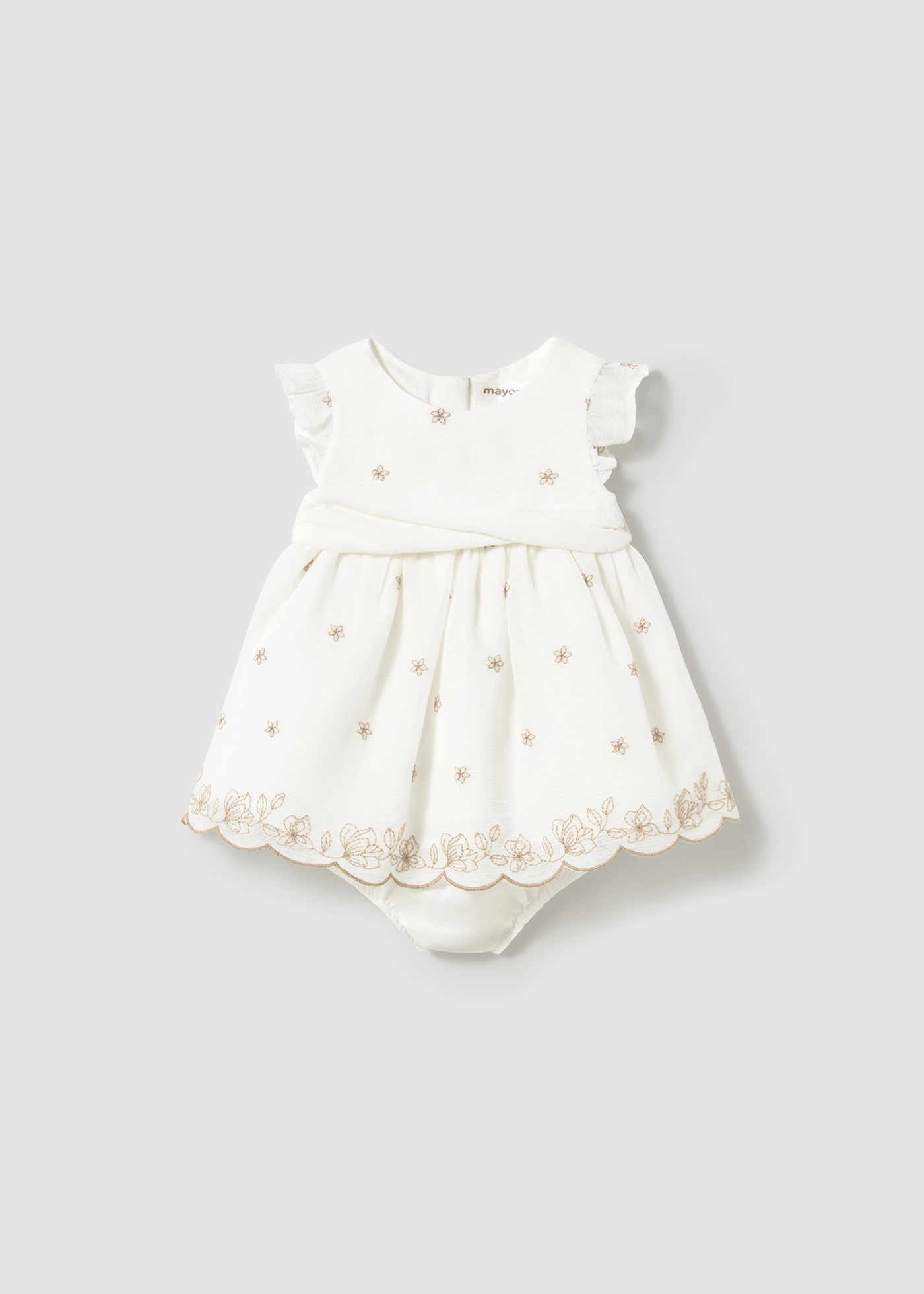 Vestido com tapa fralda cerimónia recém nascida