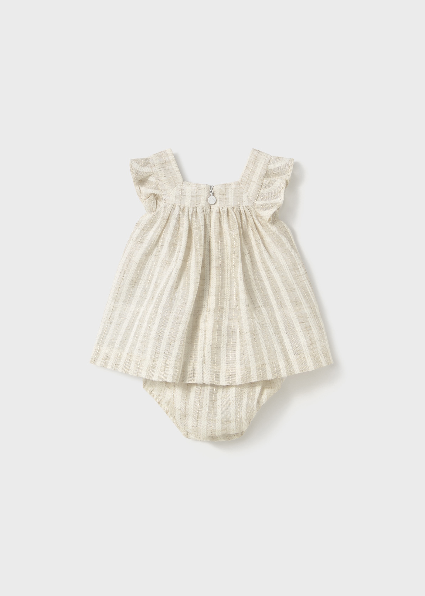 Newborn girl striped linen dress with nappy cover