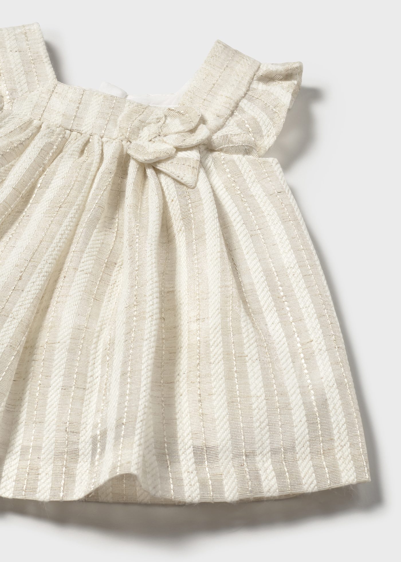 Newborn girl striped linen dress with nappy cover