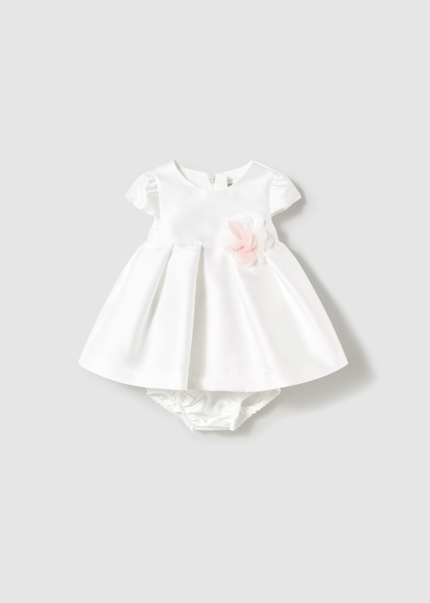 Vestido com tapa fralda mikado recém nascida