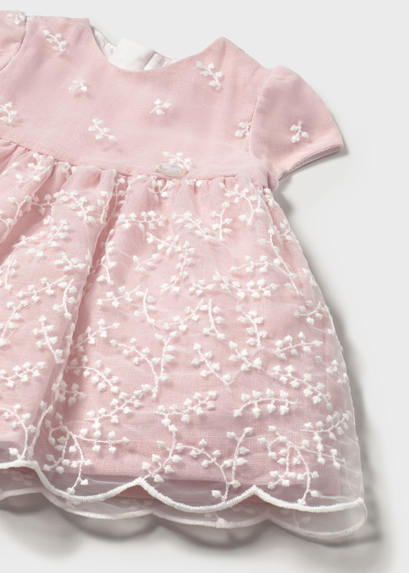 Rochie cu chilotei tul brodata nou-nascut