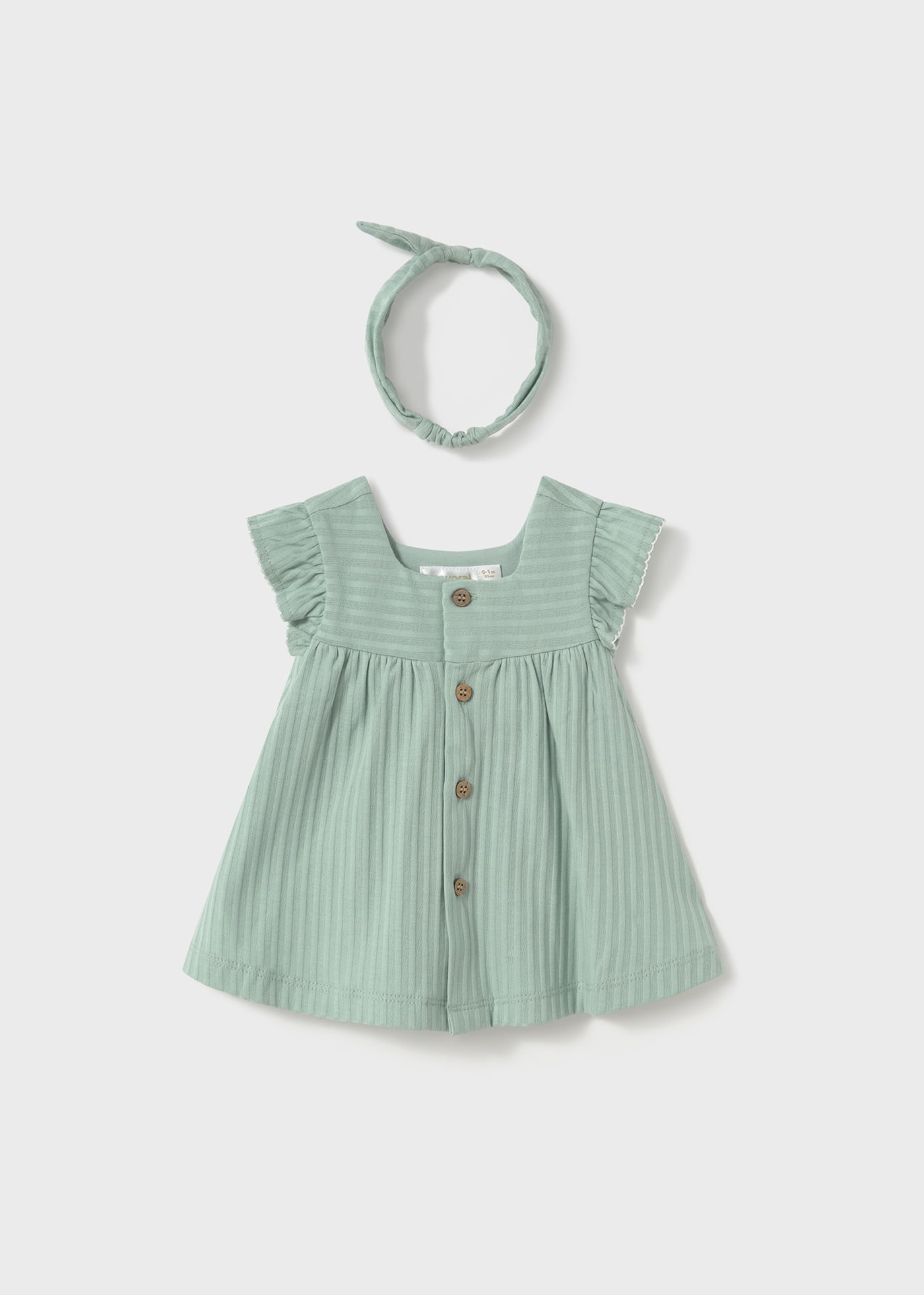 Newborn girl button down dress with headband