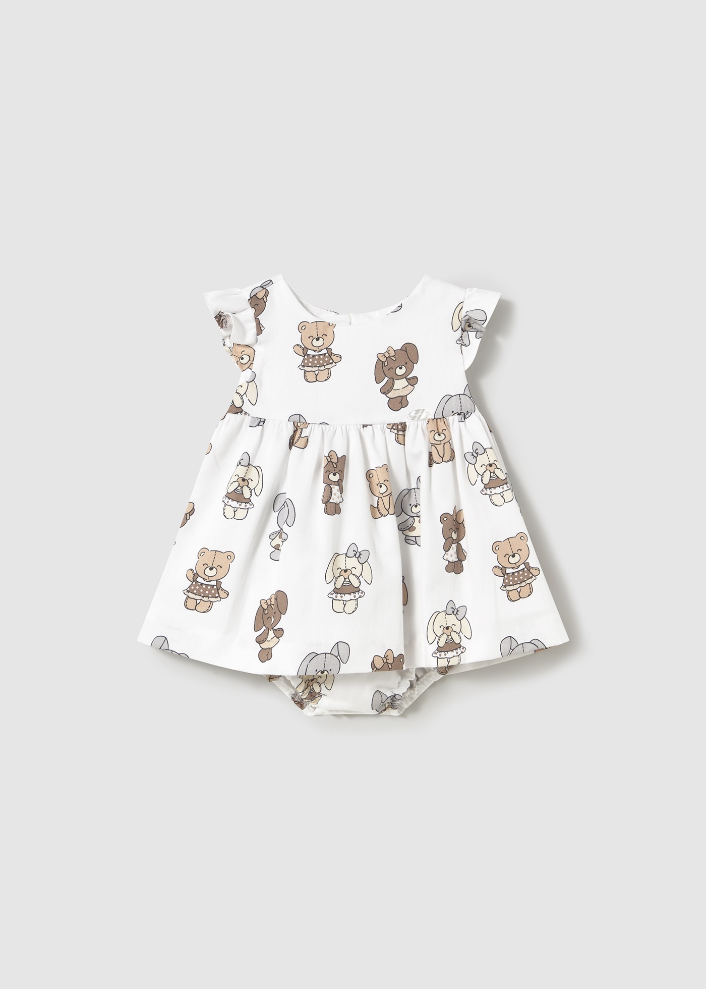 Newborn girl print dress with nappy cover