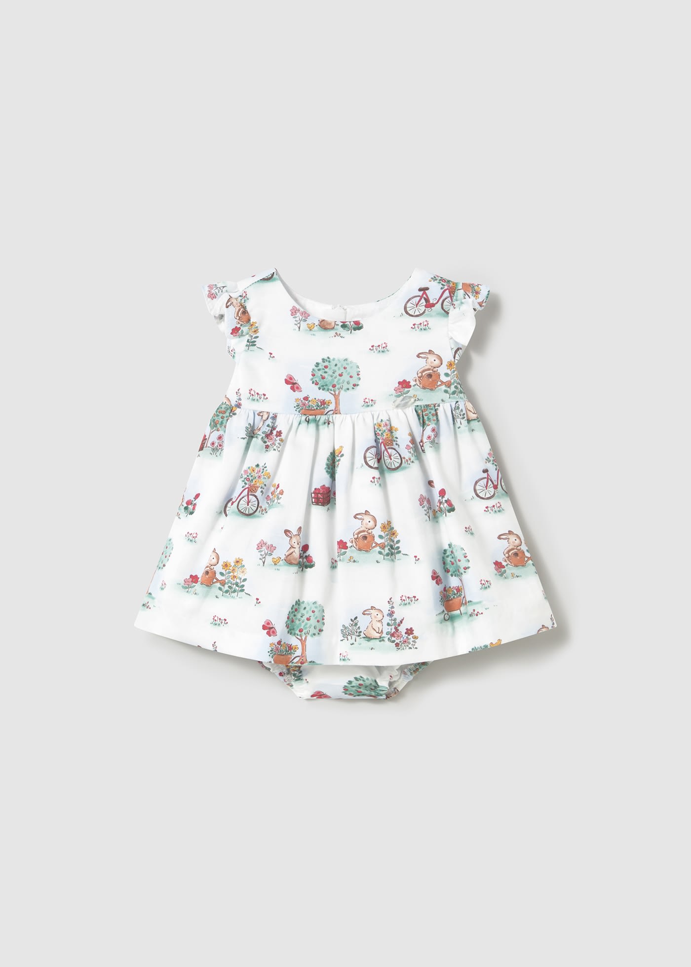 Newborn girl print dress with nappy cover