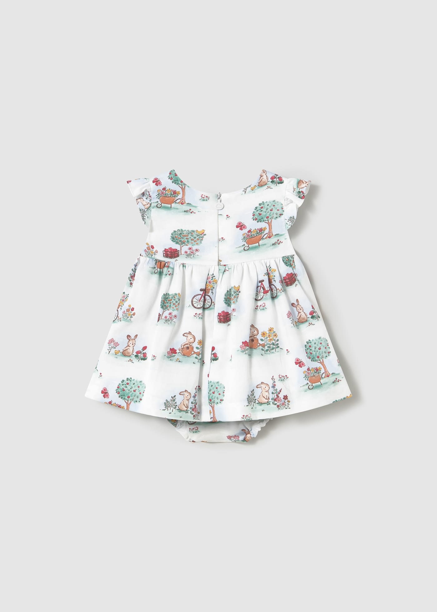 Newborn girl print dress with nappy cover