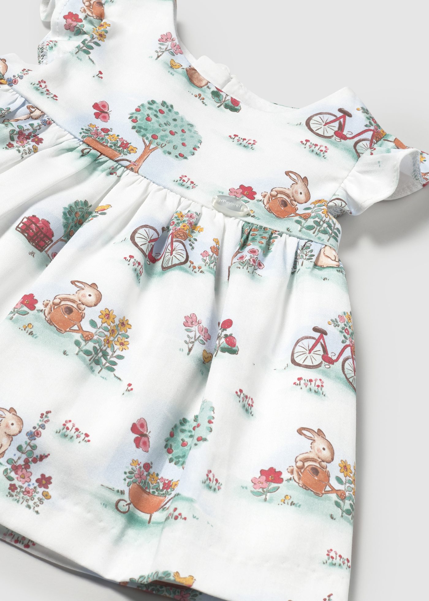 Newborn girl print dress with nappy cover