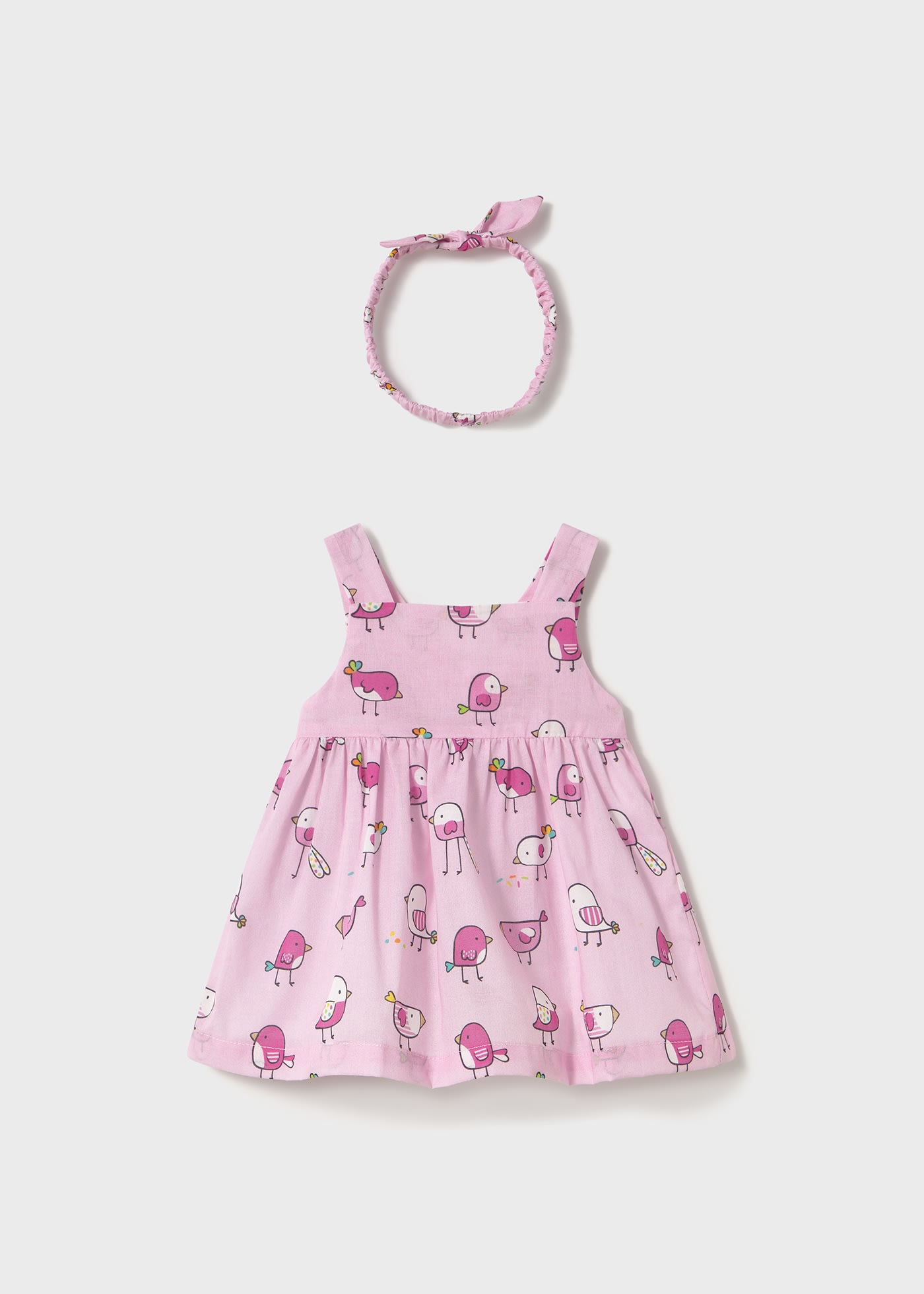 Newborn girl print dress with headband