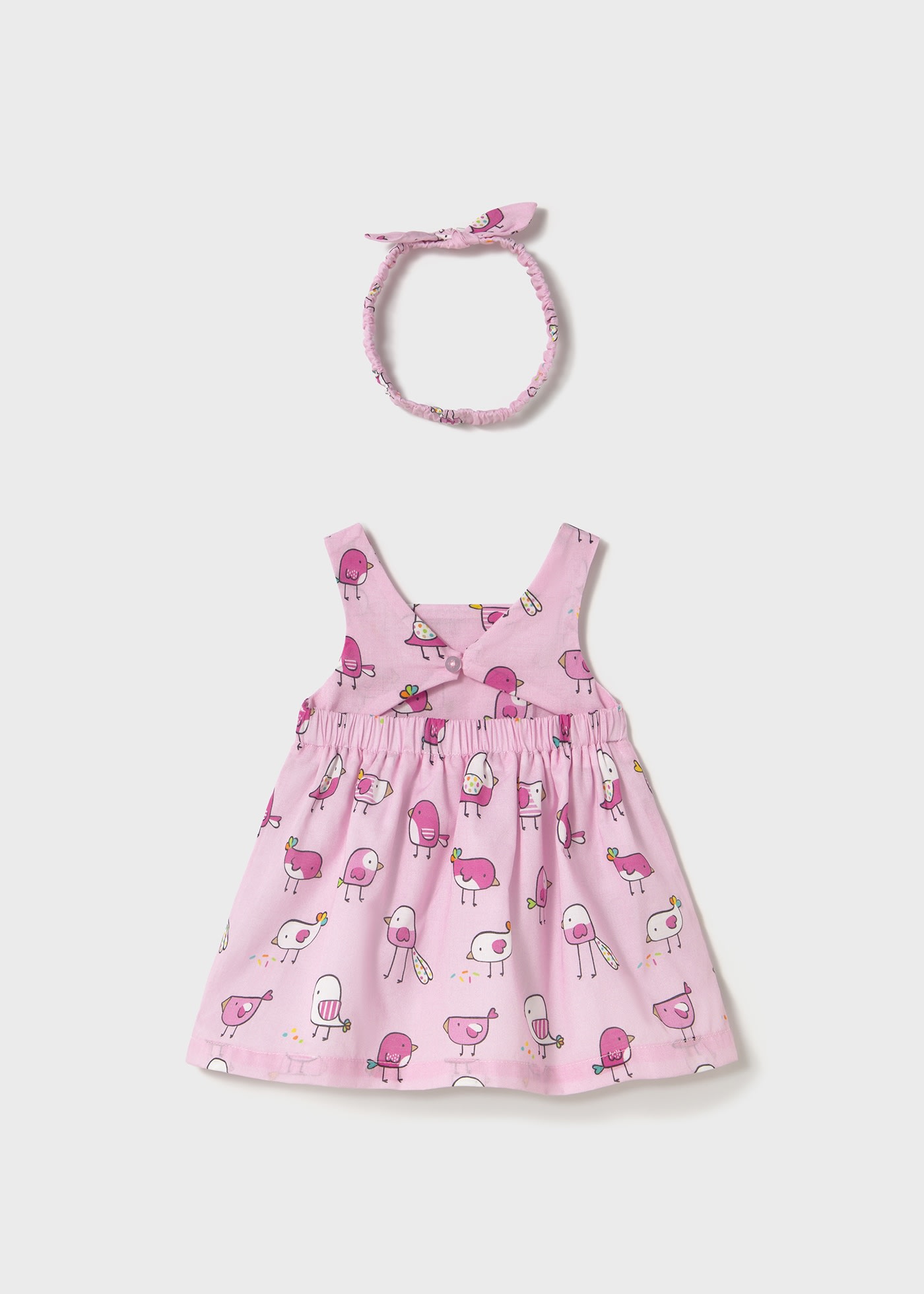 Newborn girl print dress with headband