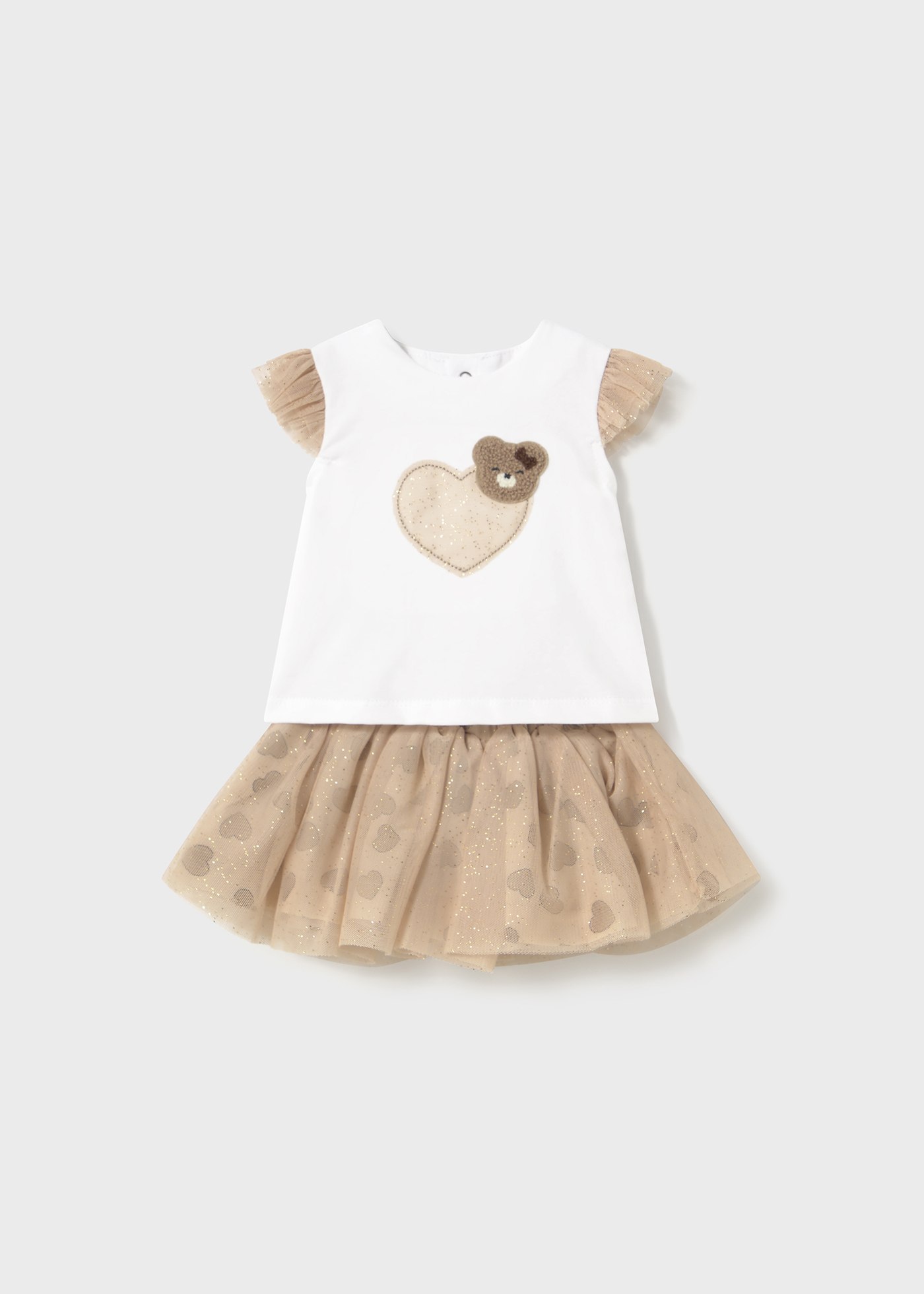 Conjunto saia tule e t-shirt recém nascida