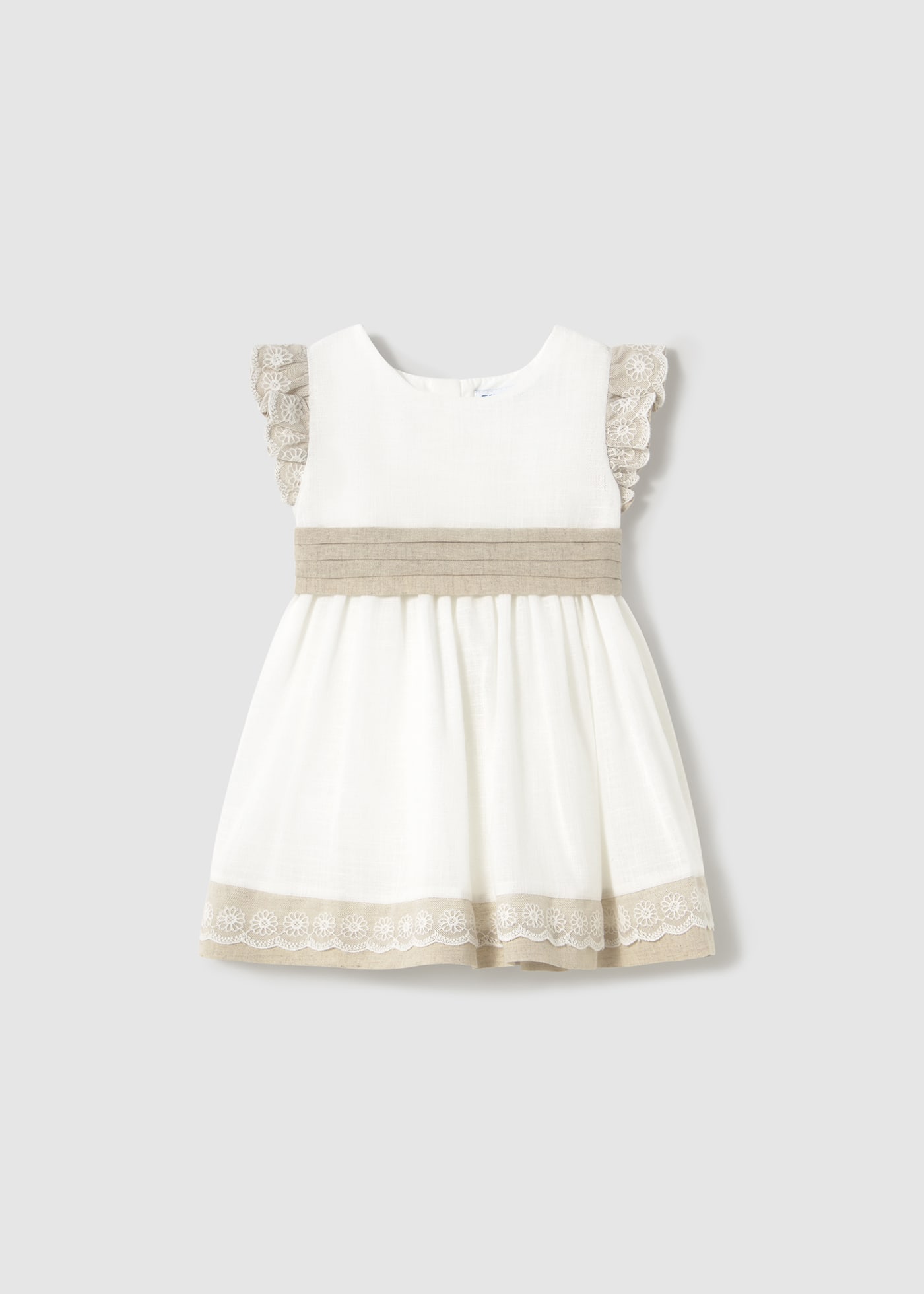 Vestido combinada com linho bebé