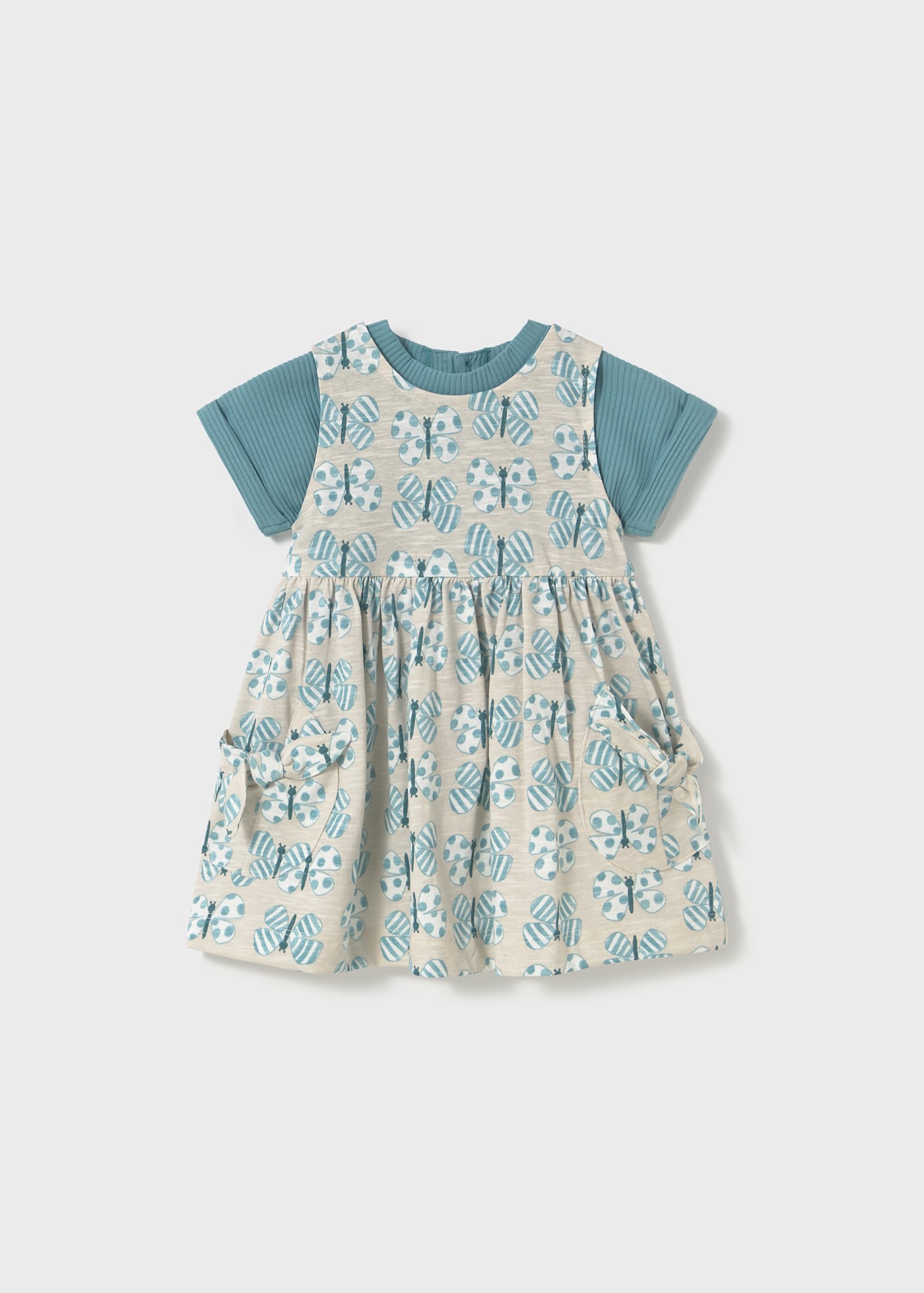 Baby print dress with top set