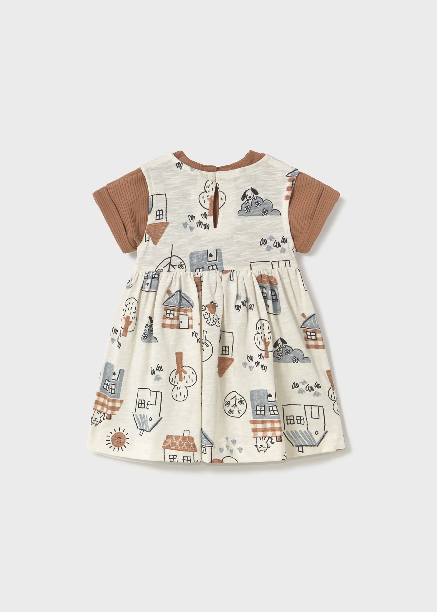 Baby print dress with top set