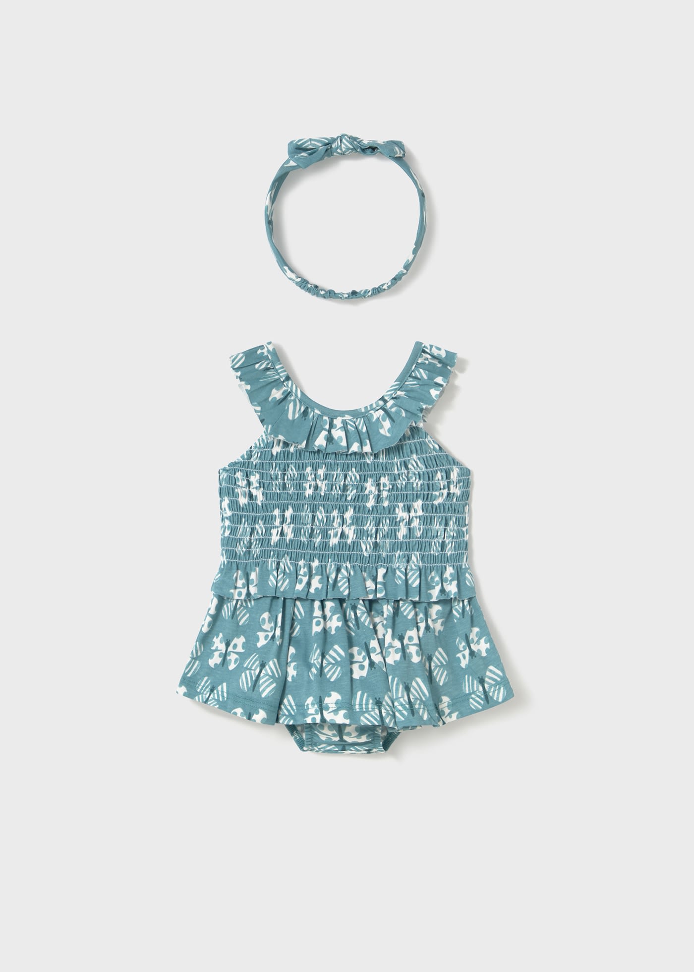 Set 3 piese imprimat cu bentita bebe