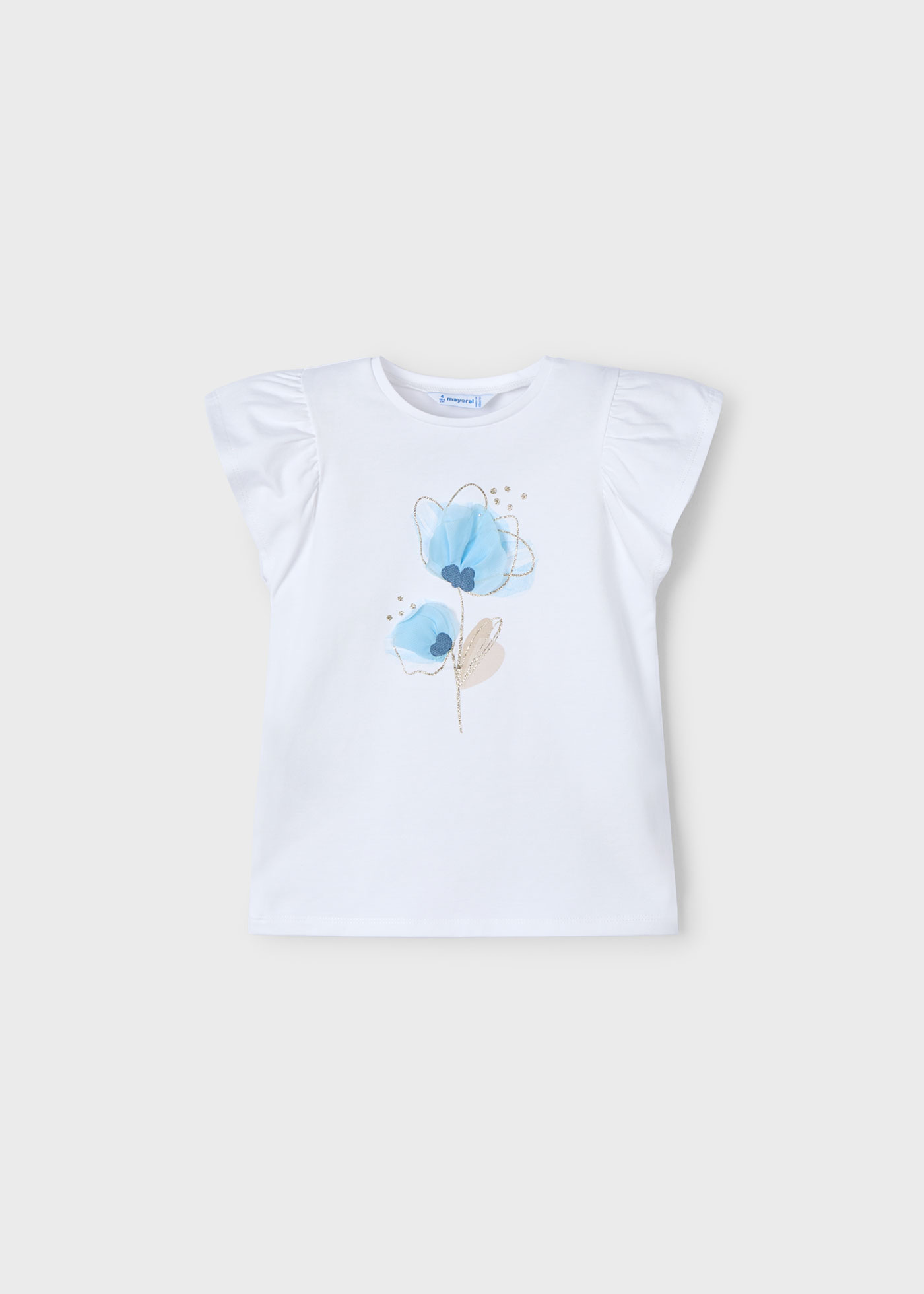 Camiseta flor relieve niña