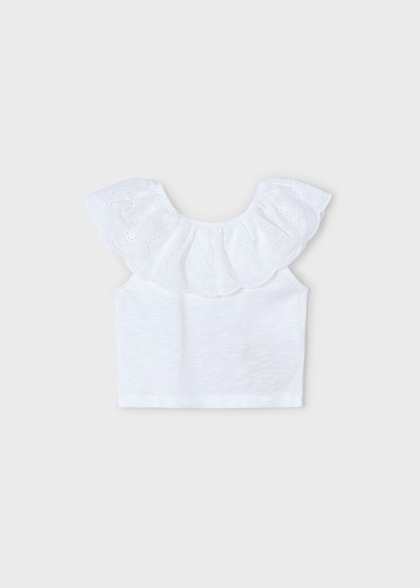 Camiseta volante perforado niña