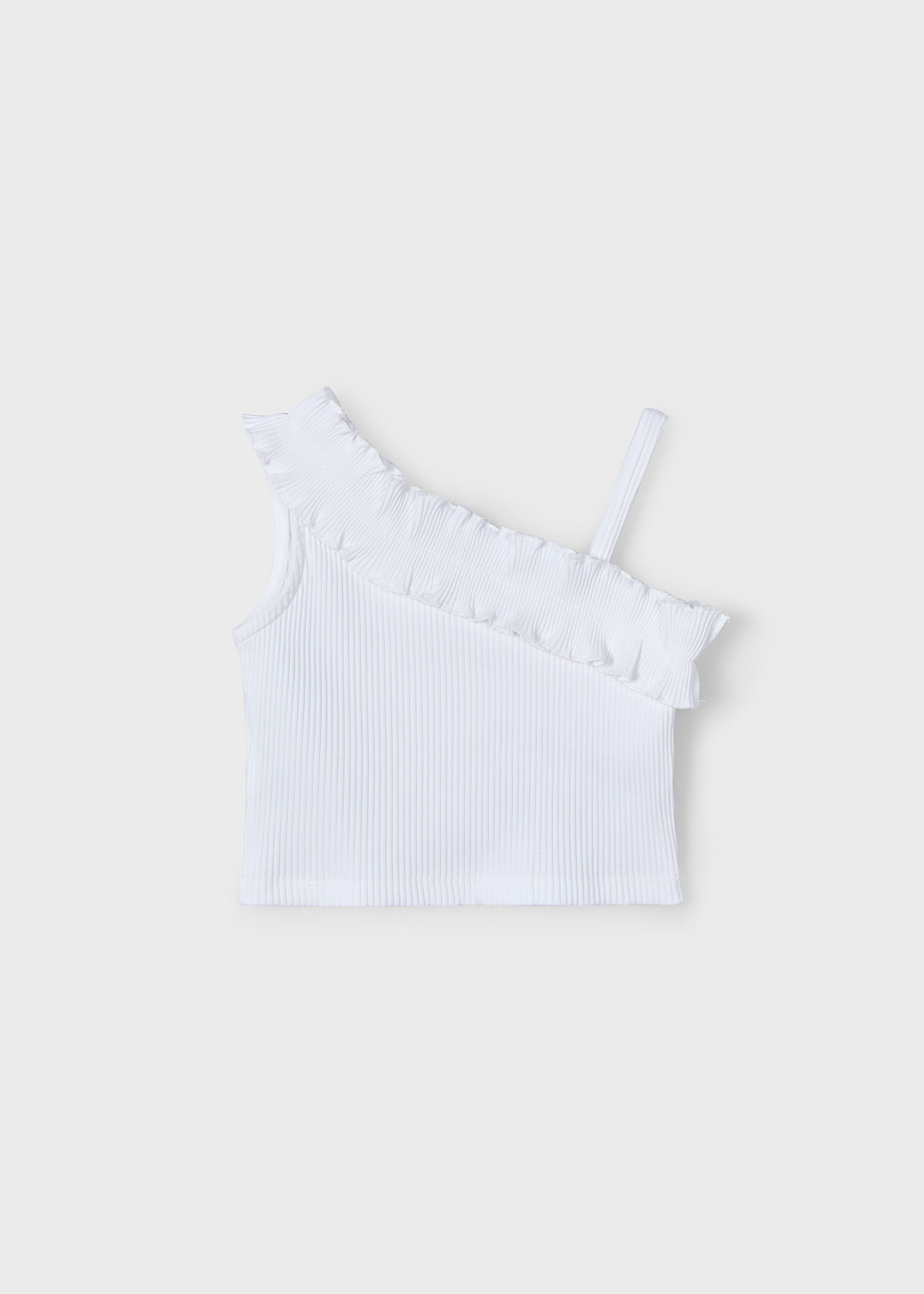 Top asimmetrico volant bambina