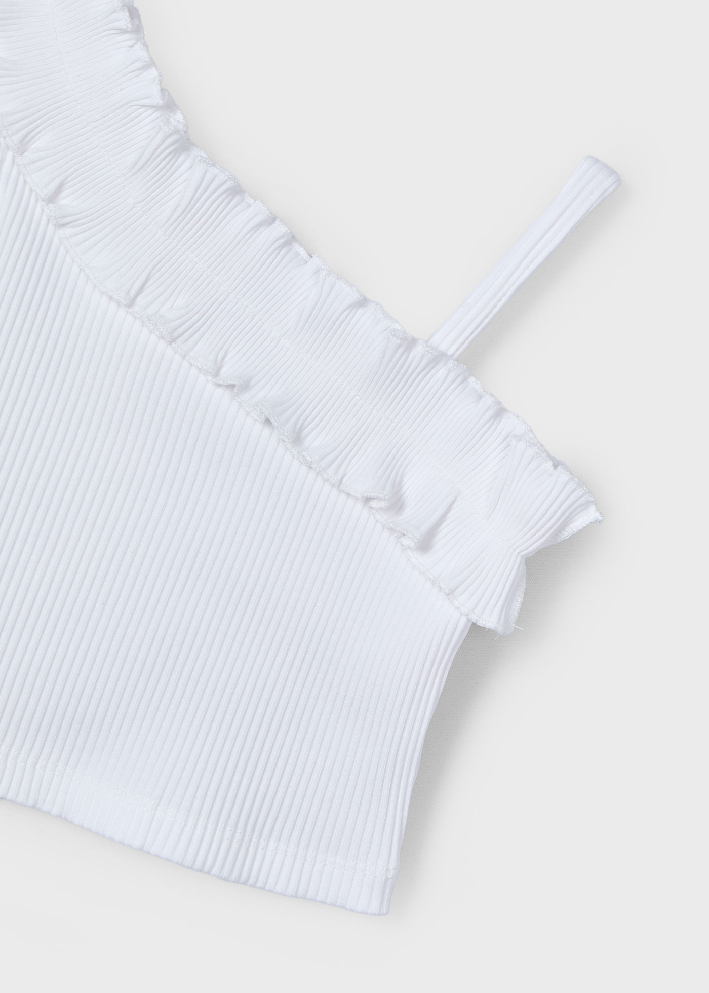 Top asimmetrico volant bambina