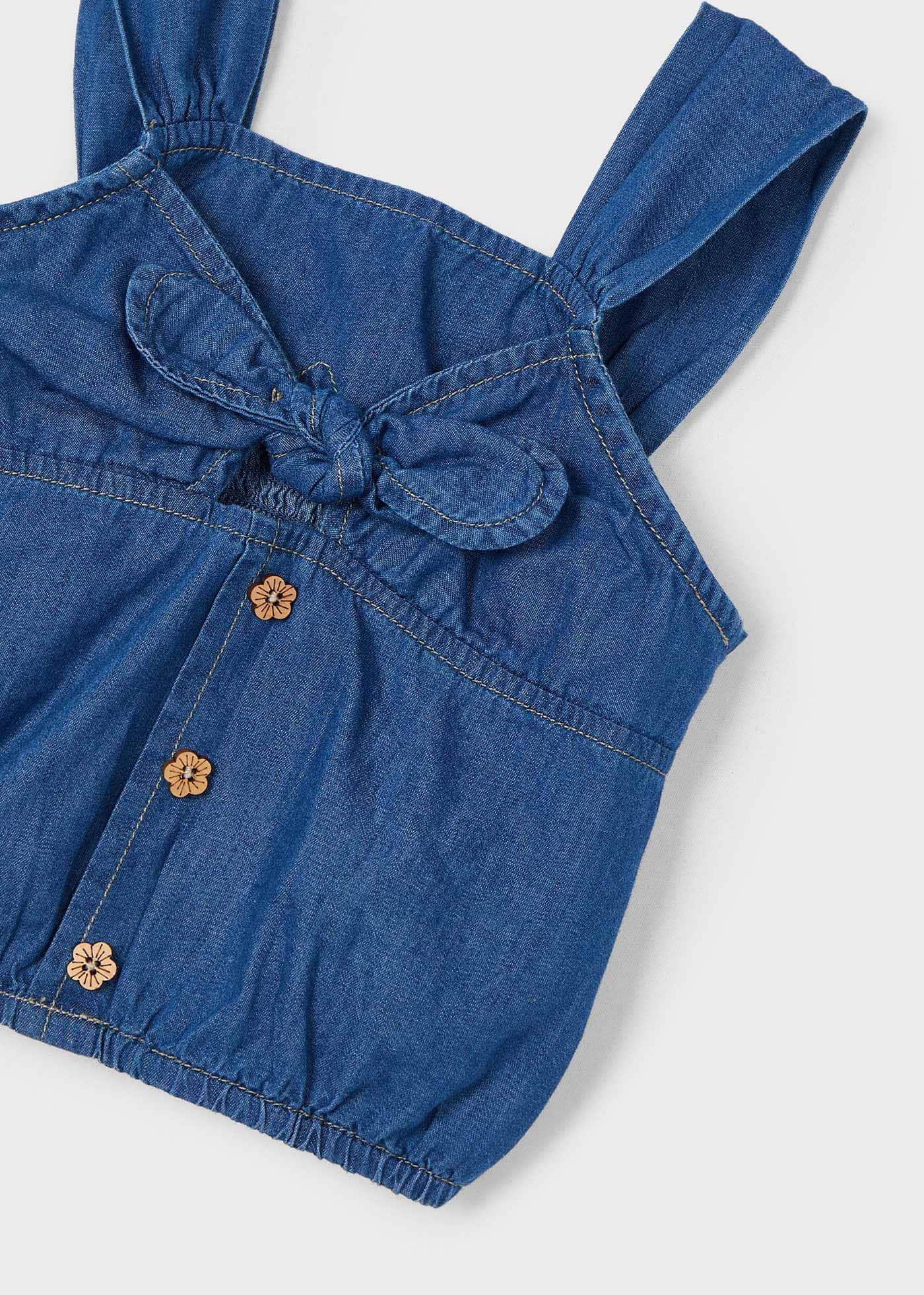 Girl bow detail denim top