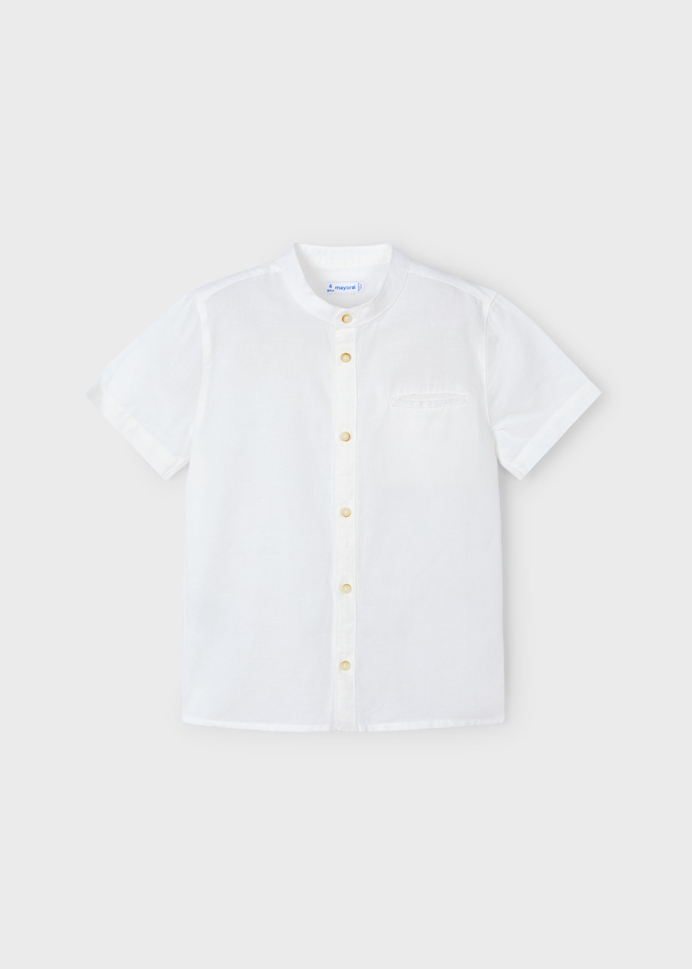 Boy Linen Mandarin Collar Shirt