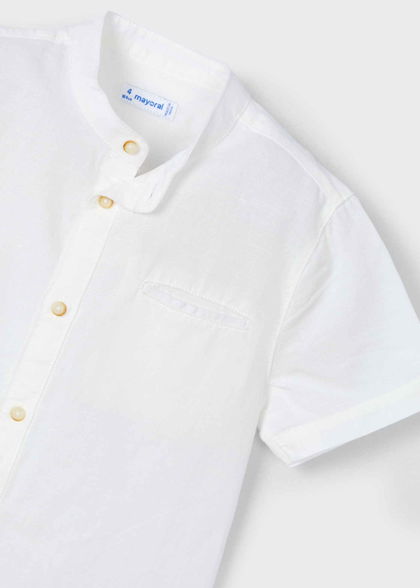 Camicia colletto coreana lino bambino