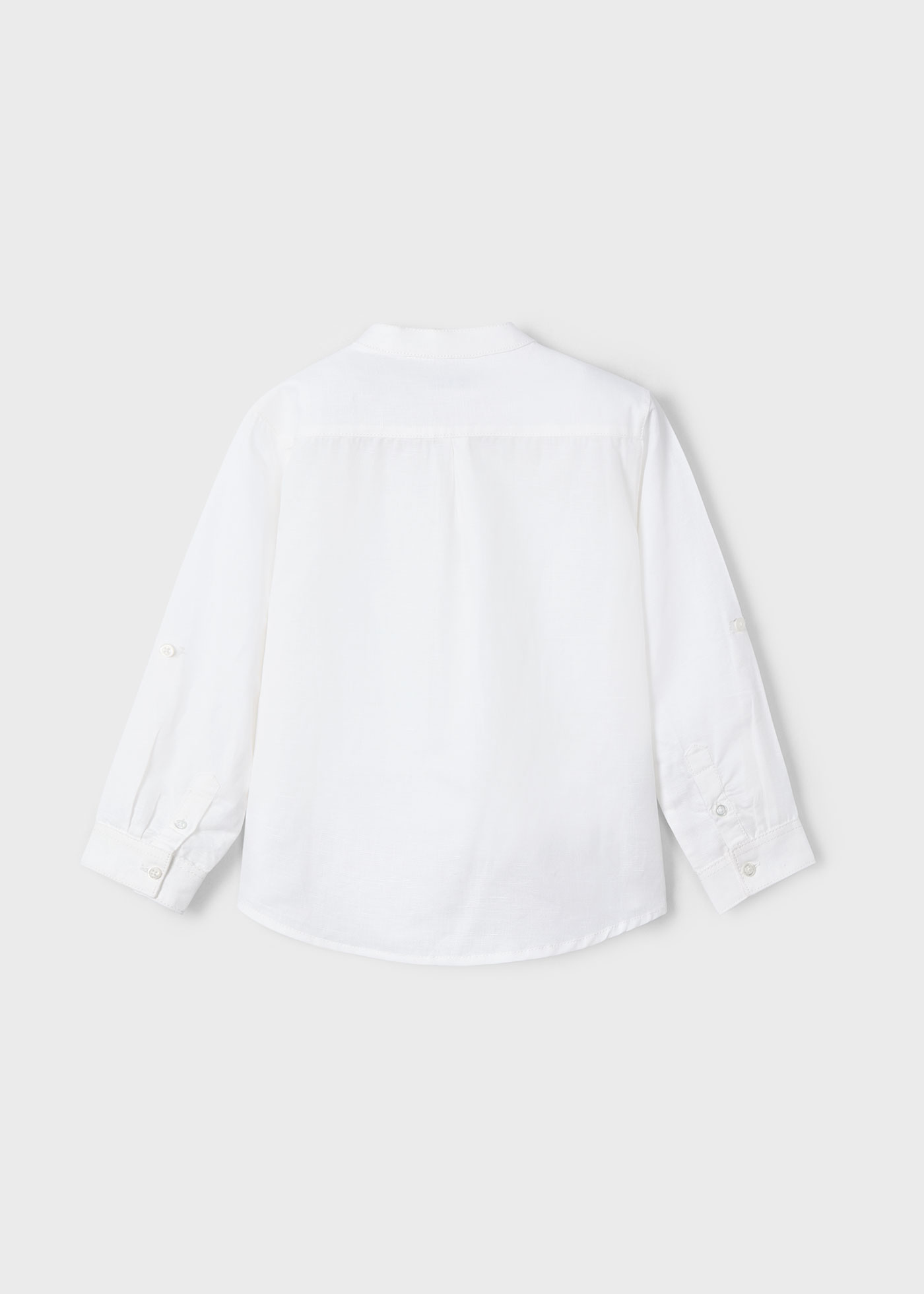 Boy Long Sleeve Linen Mandarin Collar Shirt