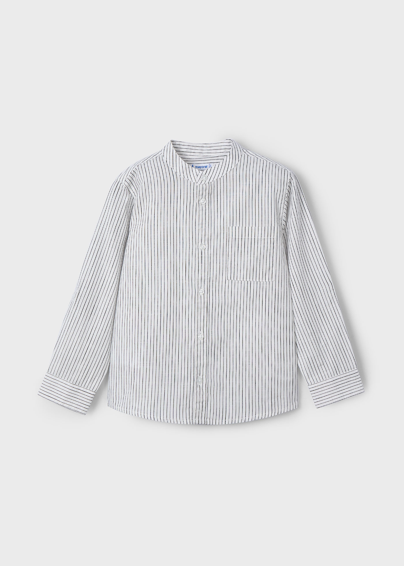 Boy Long Sleeve Striped Mandarin Collar Shirt